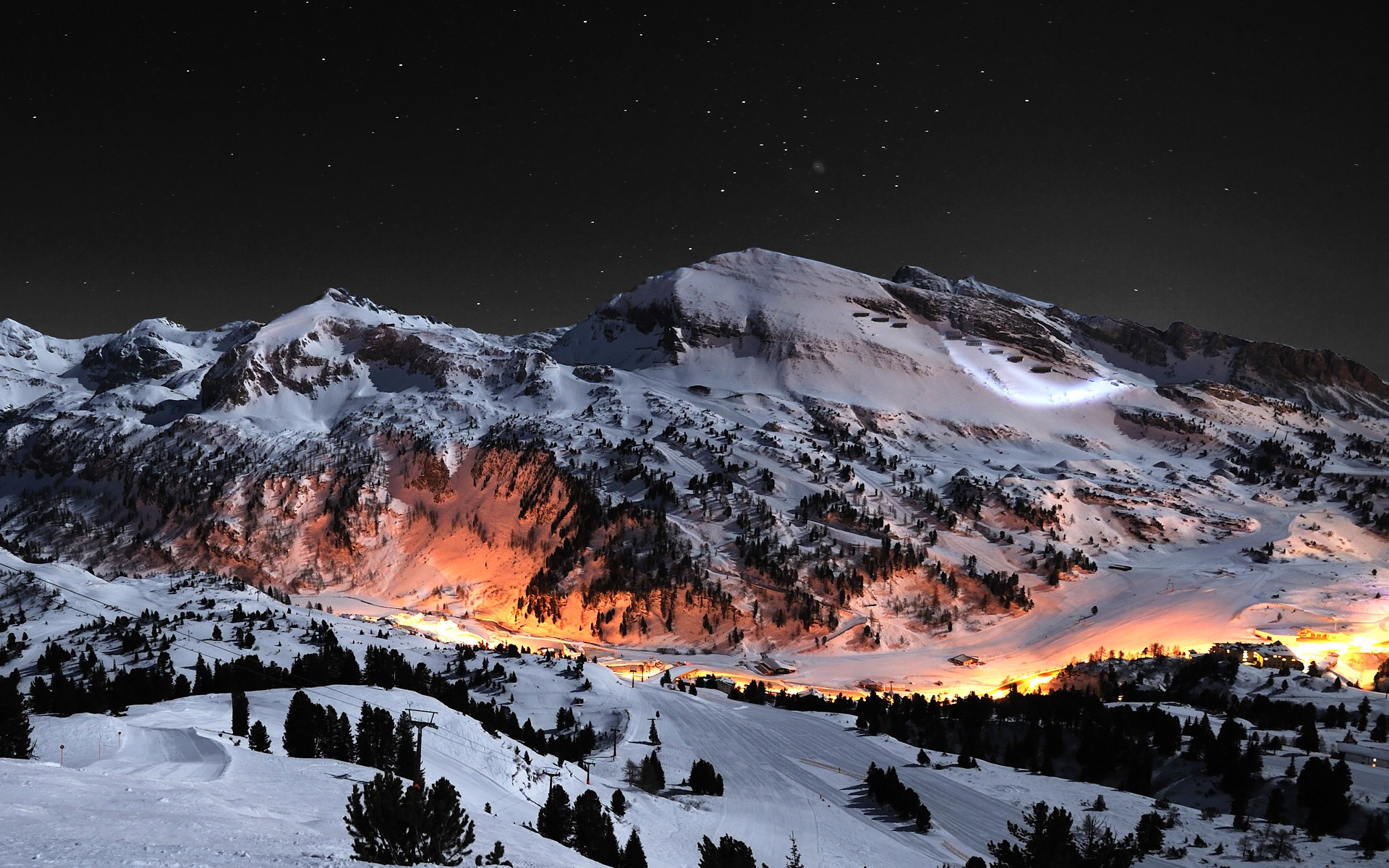 Night Snow Mountain Background - HD Wallpaper 