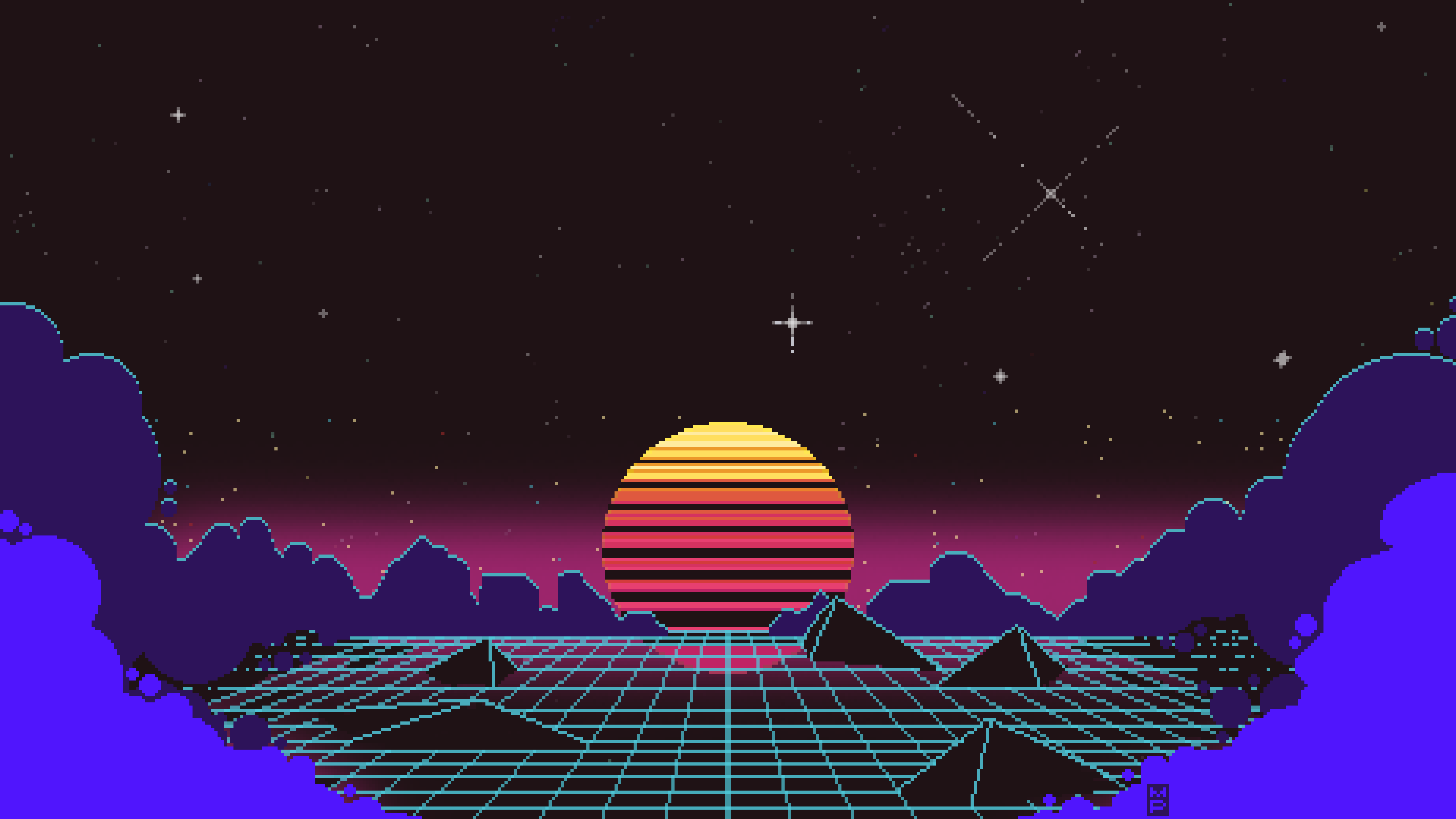 Sunset Pixel Background - HD Wallpaper 