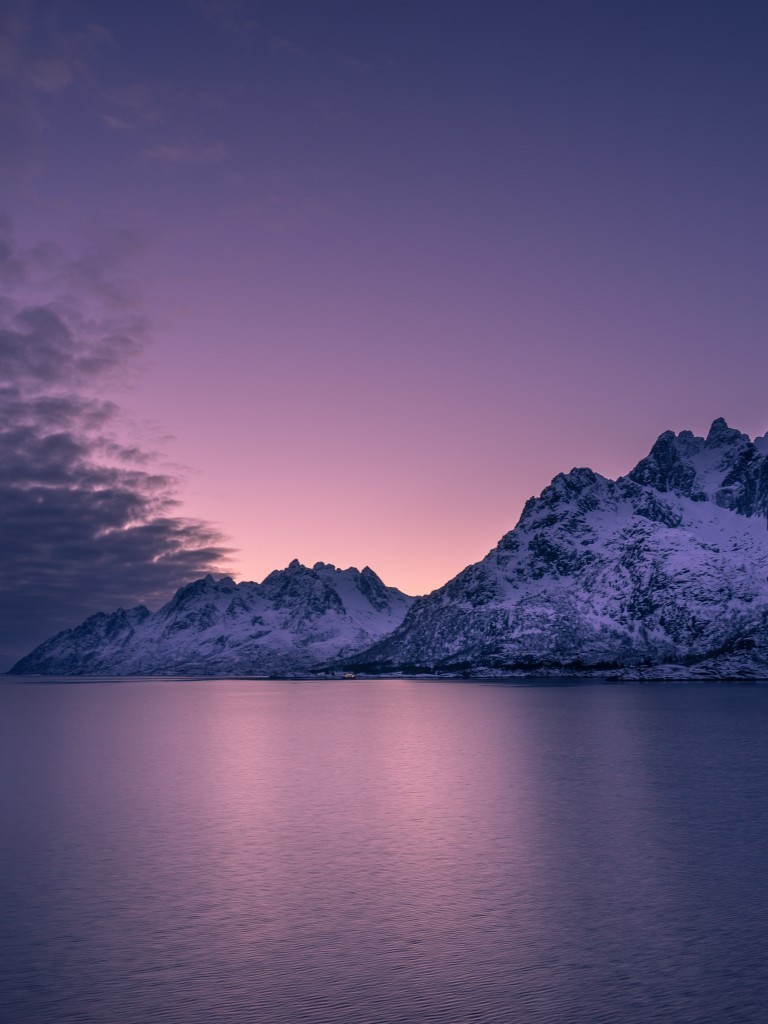 Horizon, Clouds, Scenic, Water, Reflection, Mountain - Purple Sky - HD Wallpaper 