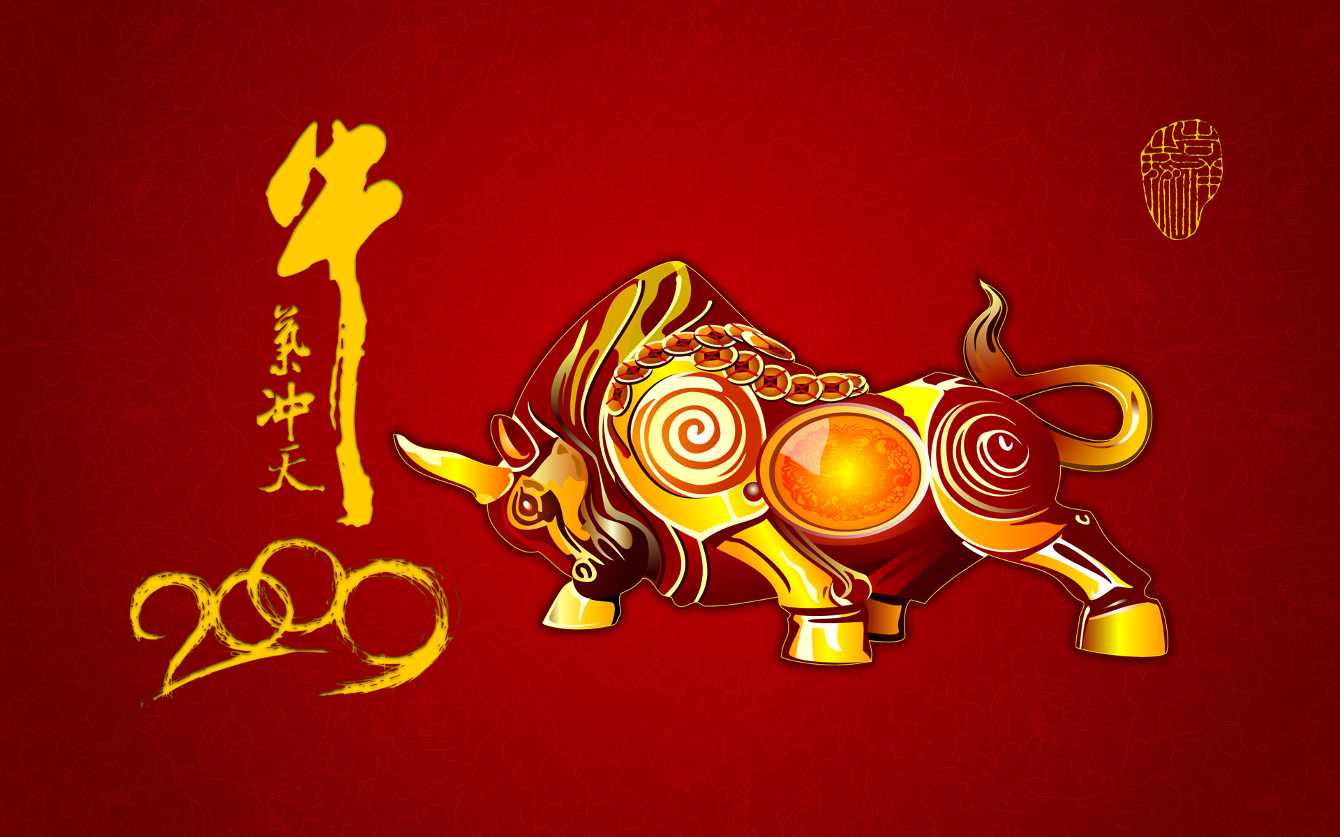 Bull Wallpaper - Chinese New Year Ox Backgrounds - HD Wallpaper 