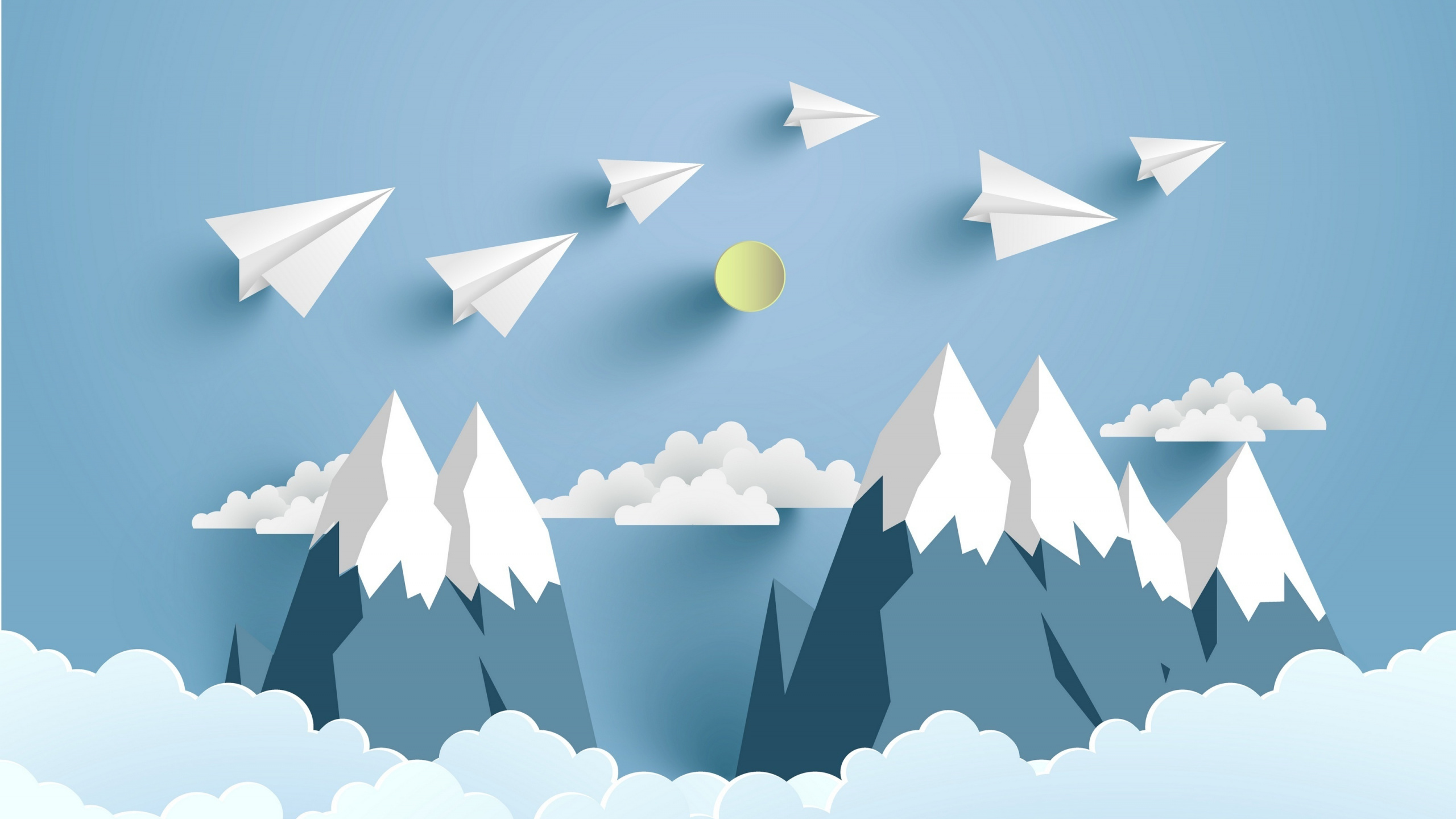 Paper Plane, Mountains, Digital Art, Wallpaper - Paper Plane Background Art - HD Wallpaper 