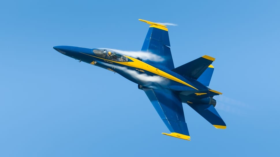Blue And Yellow Jet Fighter Plane Preview - Blue And Yellow Fighter Jets - HD Wallpaper 