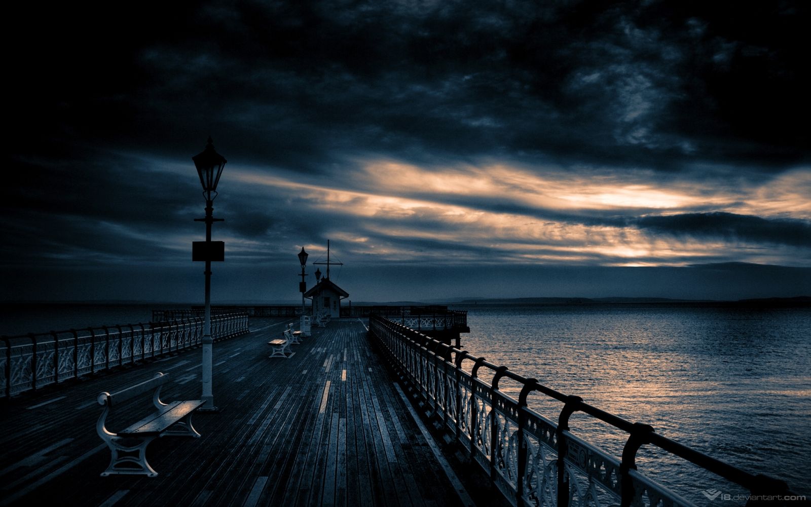 Marine Marina And The Dark Sky - Dock At Night Background - HD Wallpaper 