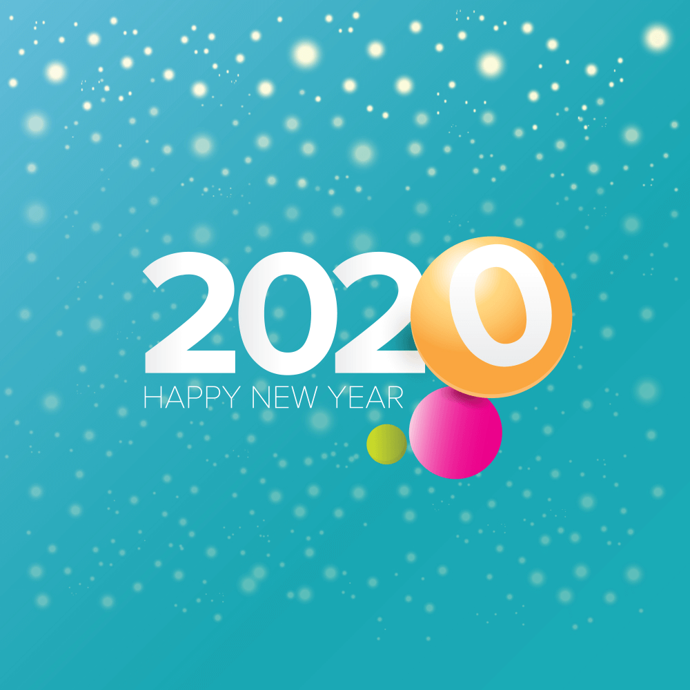 2020 Happy New Year Wallpaper Sea Green - Graphic Design - HD Wallpaper 