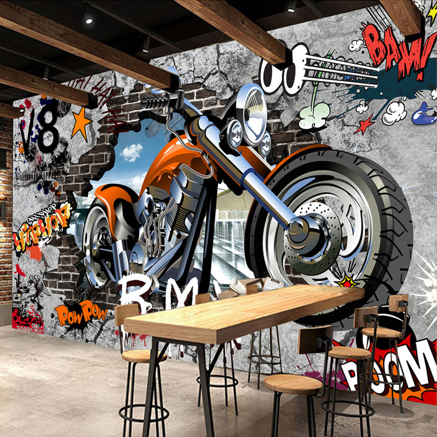 Graffiti Wall Murals Wallpaper - Motorcycle Mural - HD Wallpaper 