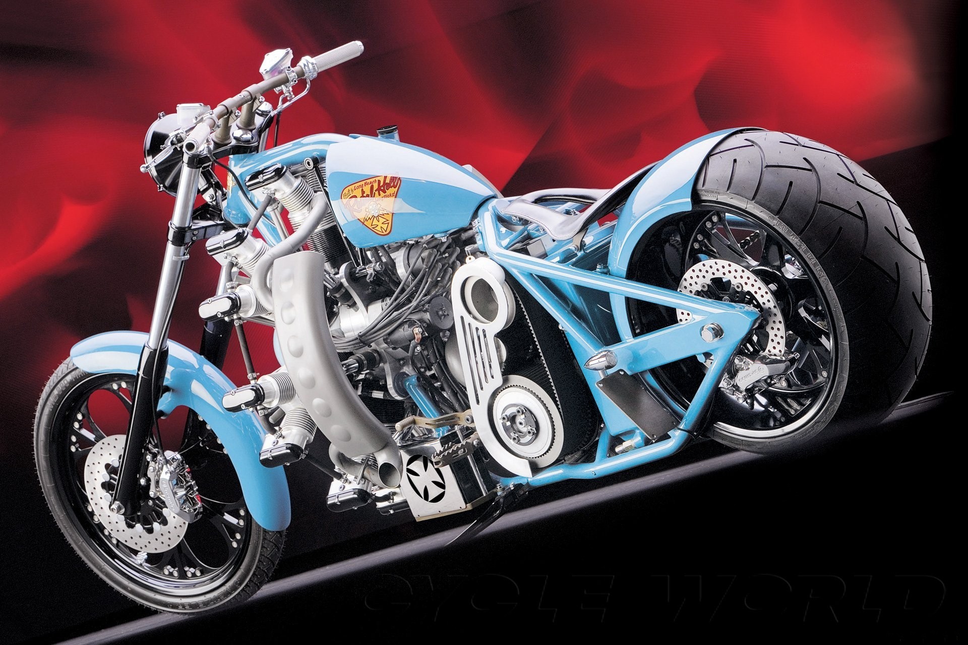 Blue Custom Bike Wallpaper - American Chopper Build Off 2 Bikes - HD Wallpaper 