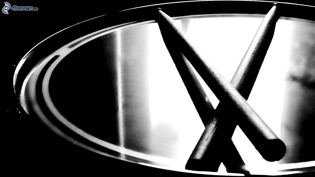 Drums, Sticks, Black And White Photo - Black And White Drum - HD Wallpaper 