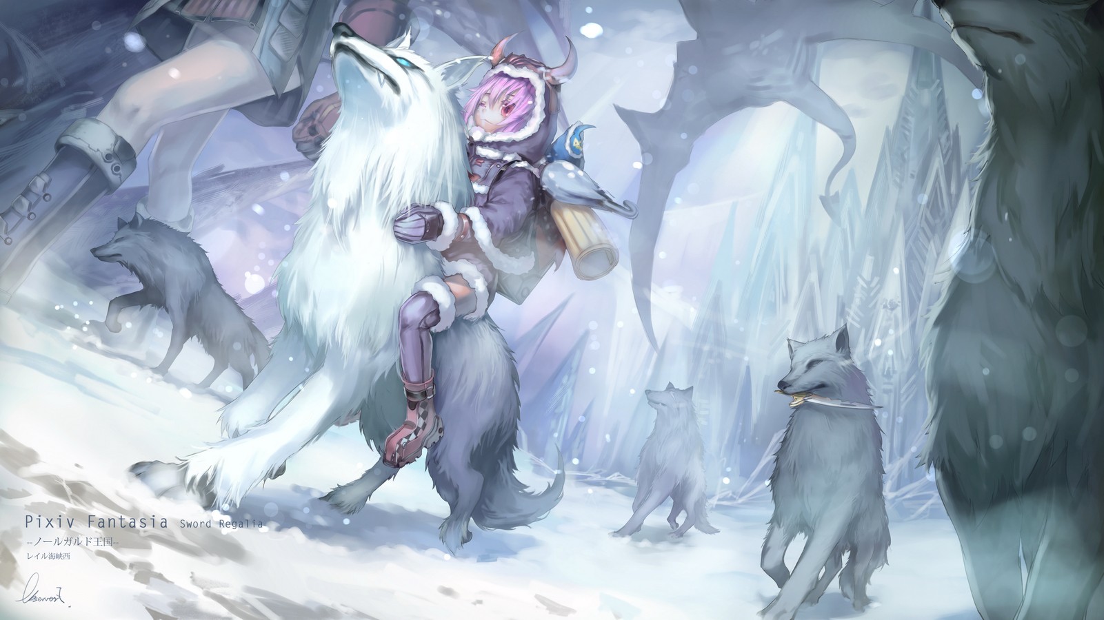 Snow Anime Wallpaper Snow, Anime, Girls, Pixiv, Fantasia - Snow Anime Girl Wolf - HD Wallpaper 