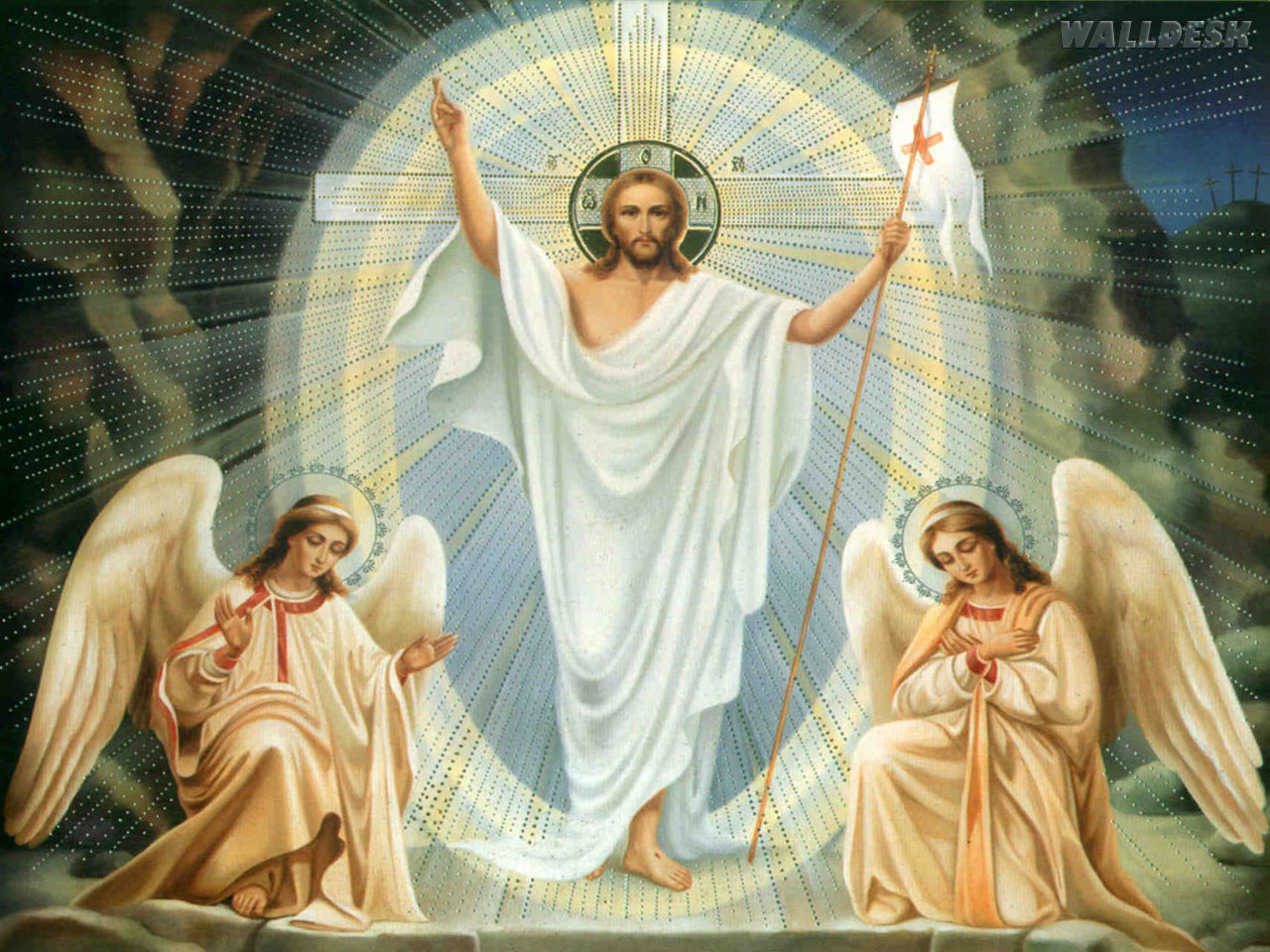 Jesus E Os Anjos Sagrados Wallpaper - Jesus In Heaven With Angels - HD Wallpaper 