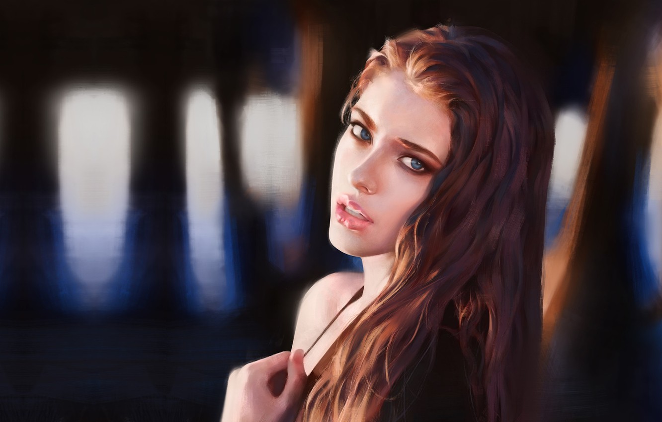 Photo Wallpaper Girl, Portrait, Art, Study, Tim Liu - Fantasy Portrait Concept Art - HD Wallpaper 