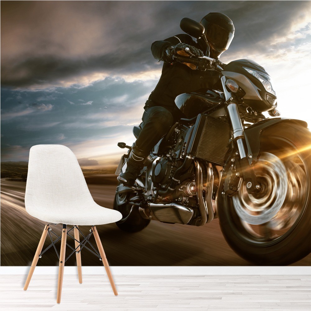 Motorcycle In The Street - HD Wallpaper 