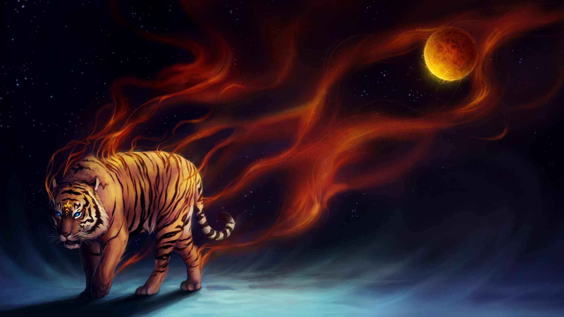 Abstract Tiger On Fire Best Wallpaper 1920×1080 - HD Wallpaper 