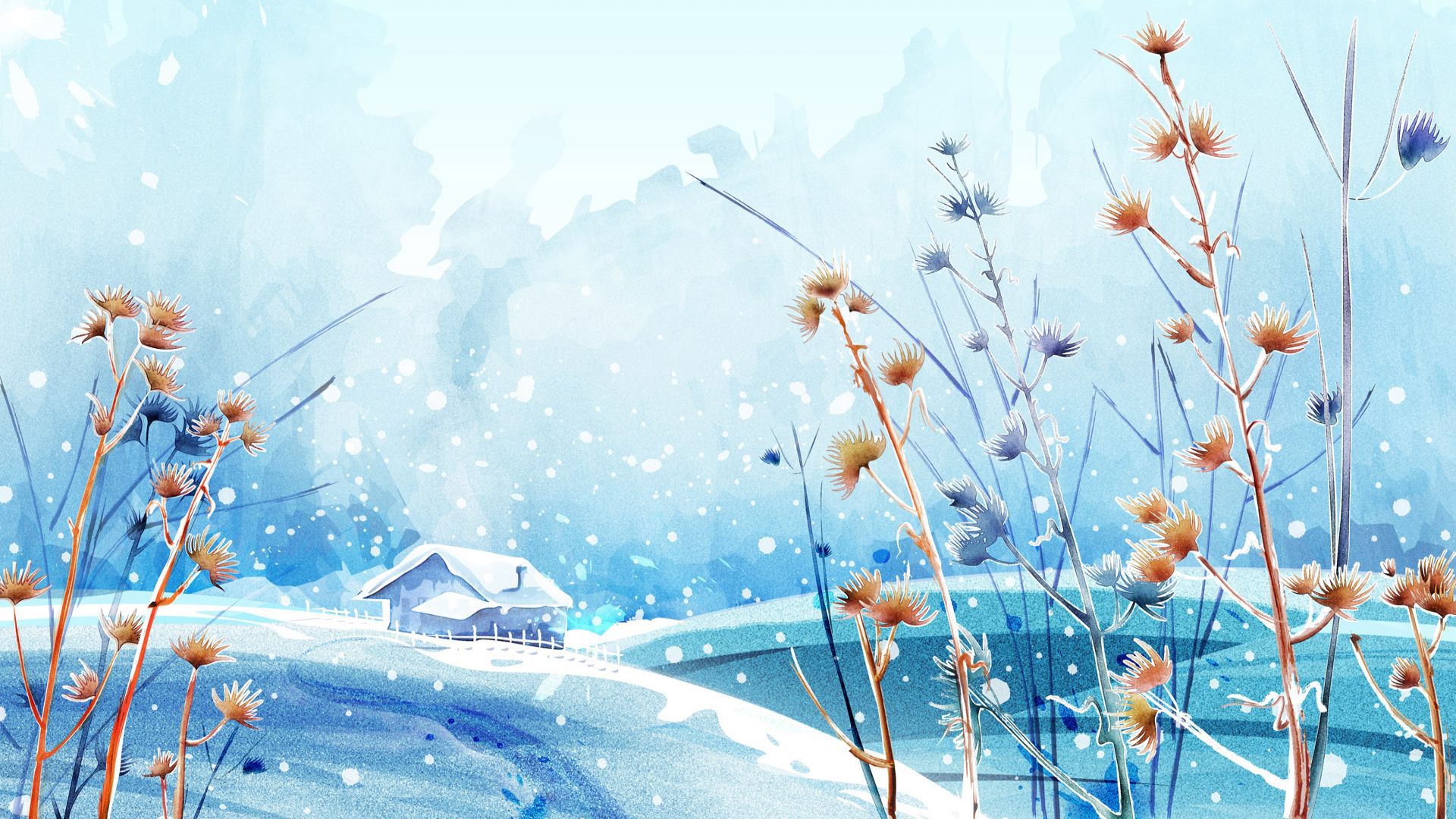 Beautiful Anime Snow Background - HD Wallpaper 
