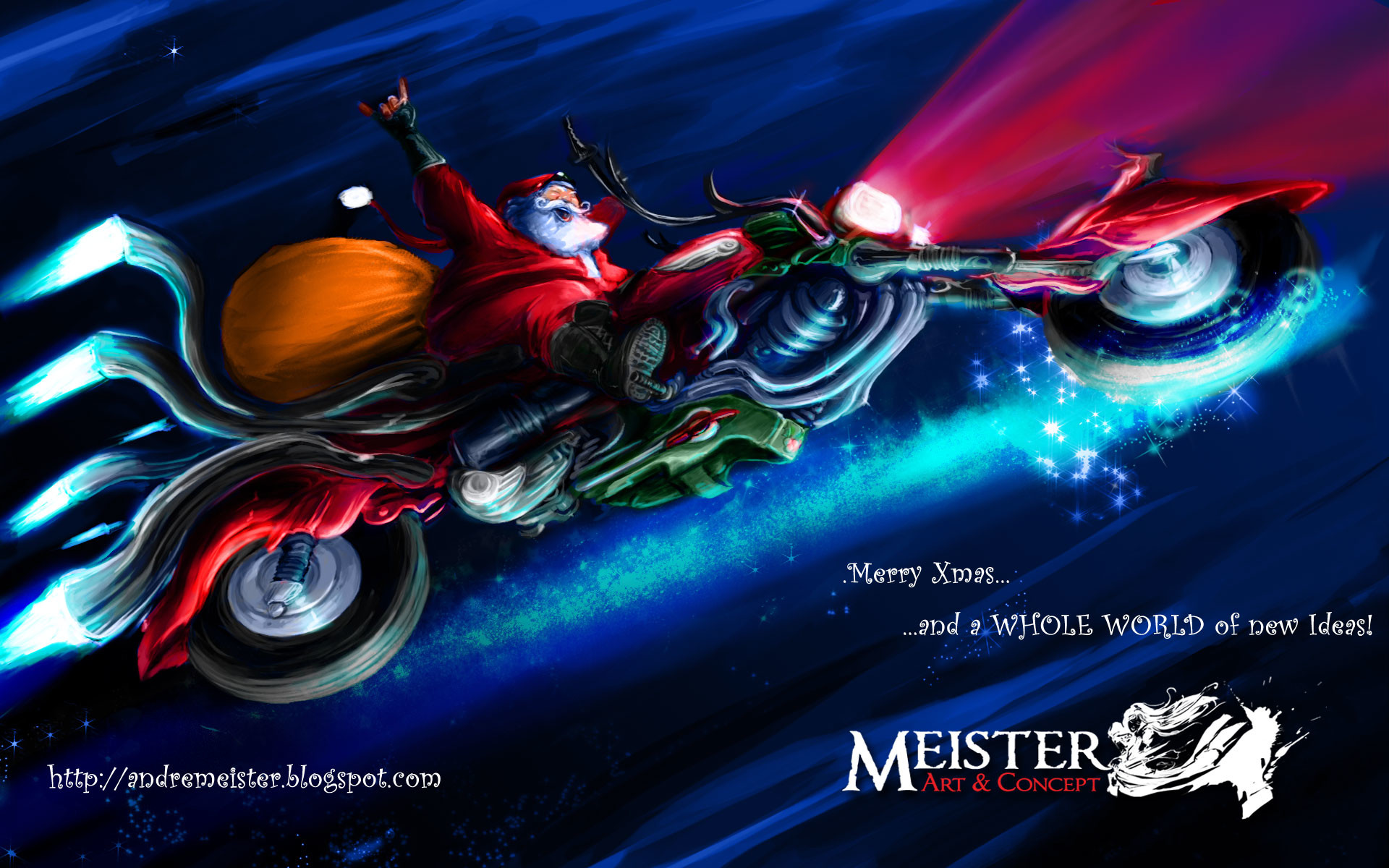 Christmas Motorcycle Wallpaper - Biker Santa - HD Wallpaper 