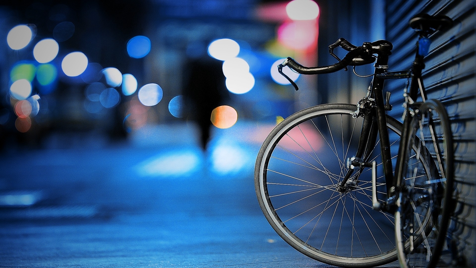 Wallpaper Bike, Street, Night, Wall - Background Full Hd Wall - HD Wallpaper 