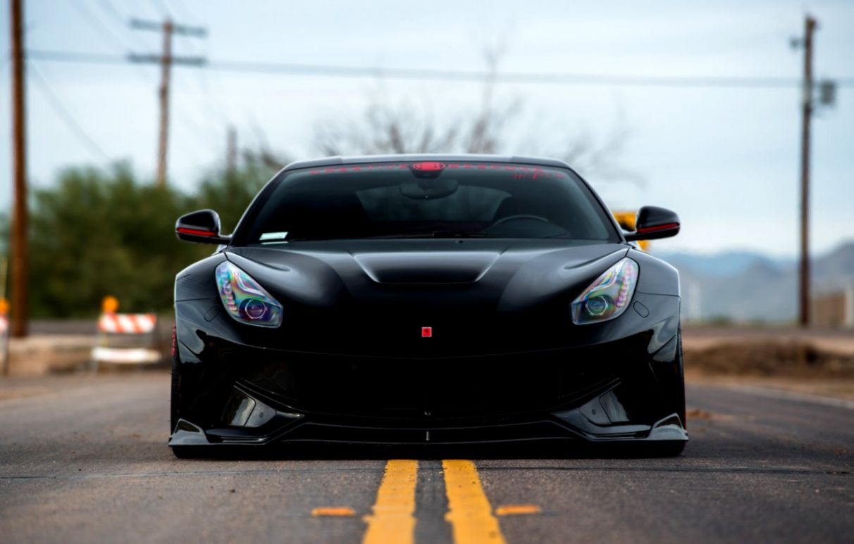 Wallpaper Ferrari Front Black Scuderia Berlinetta F12 - Car Ferrari Black Front - HD Wallpaper 