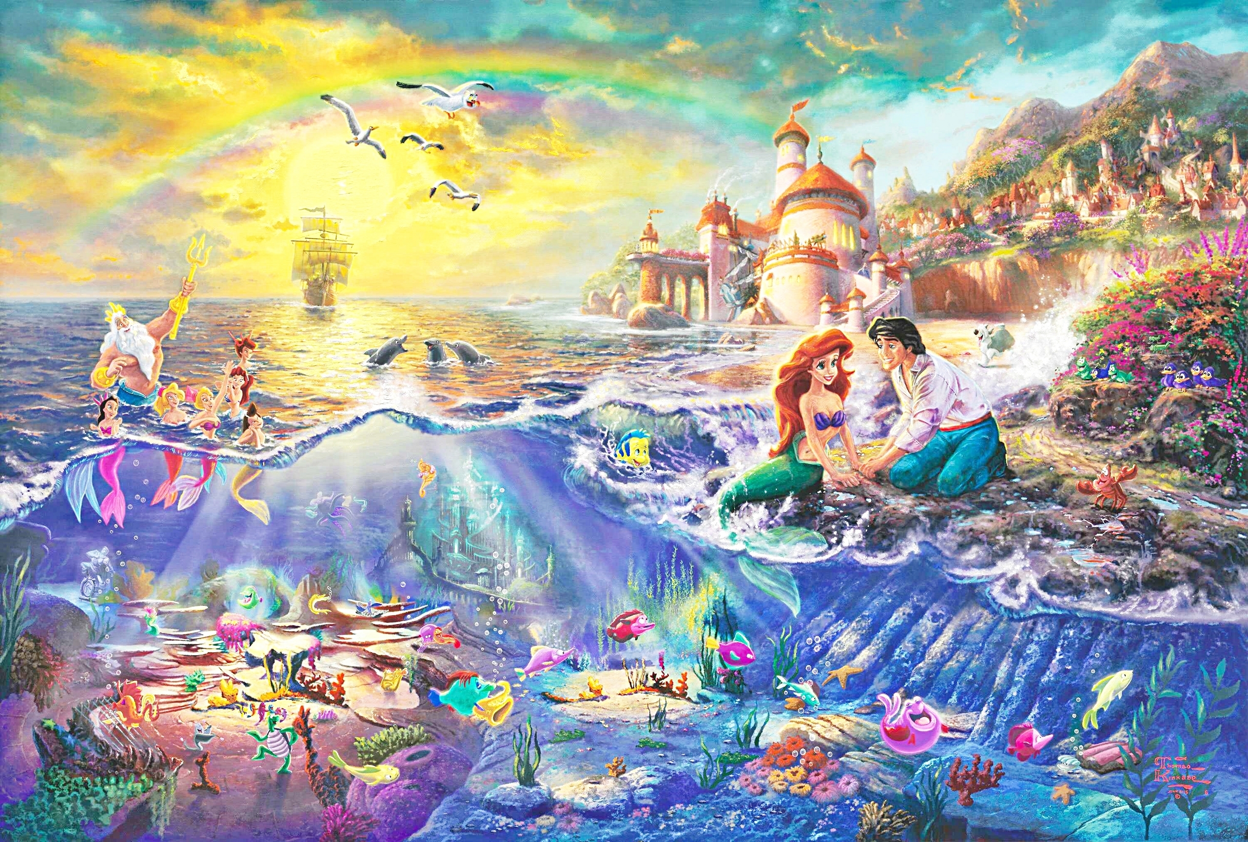Thomas Kinkade Little Mermaid - HD Wallpaper 
