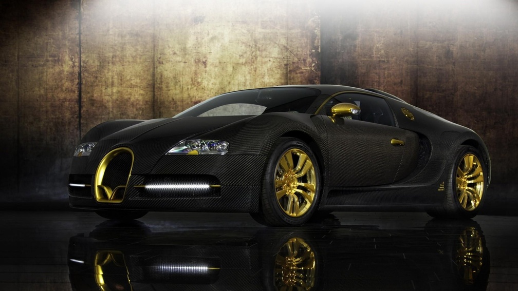 Bugatti Veyron Gold And Black - HD Wallpaper 