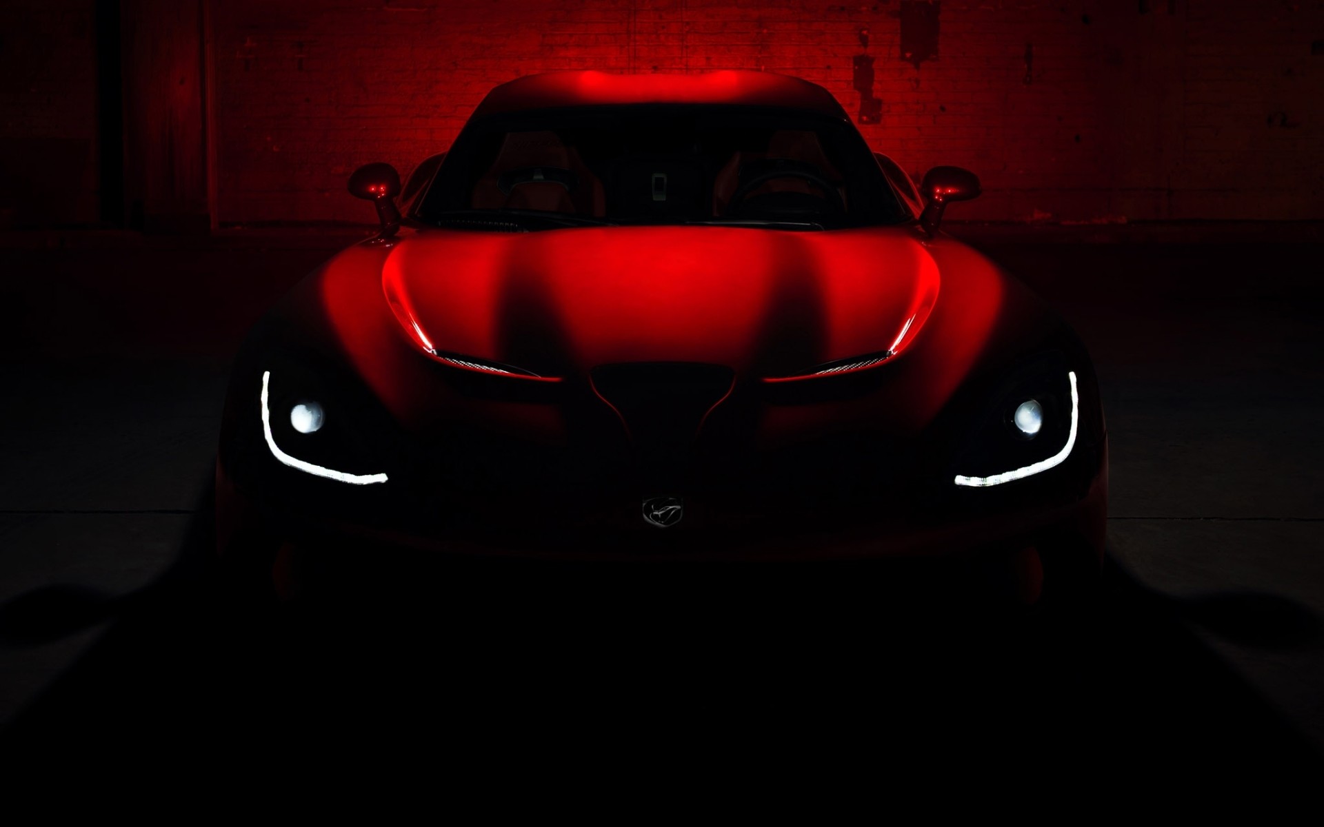 Dodge Srt Viper Gts Vehicles Cars Concept Red Glow - Car Lights In Dark - HD Wallpaper 