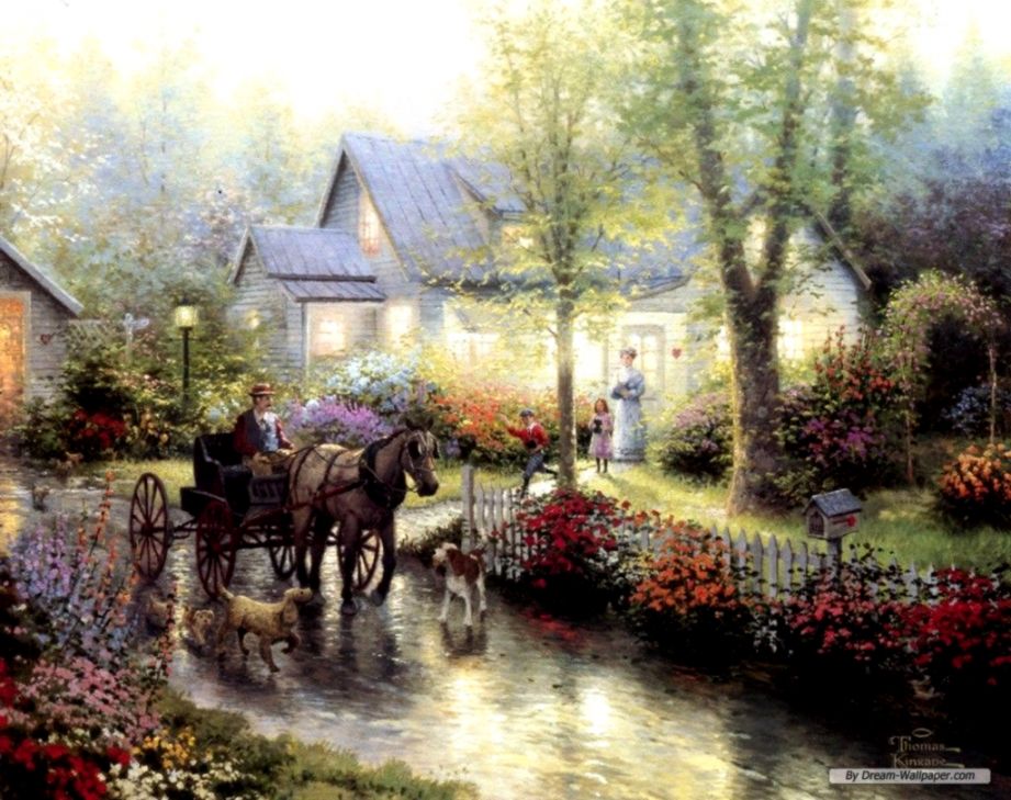 Thomas Kinkade Wallpaper Wallpaper Ideas - Thomas Kinkade Paintings Free - HD Wallpaper 