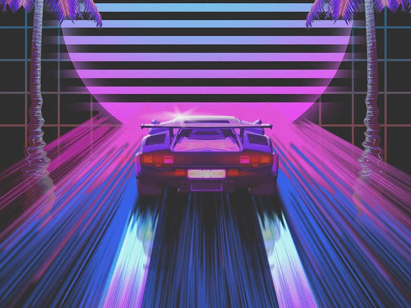 Wallpaper Car, Retro, Art, 80s, Neon - 80s Neon Wallpaper Iphone - HD Wallpaper 