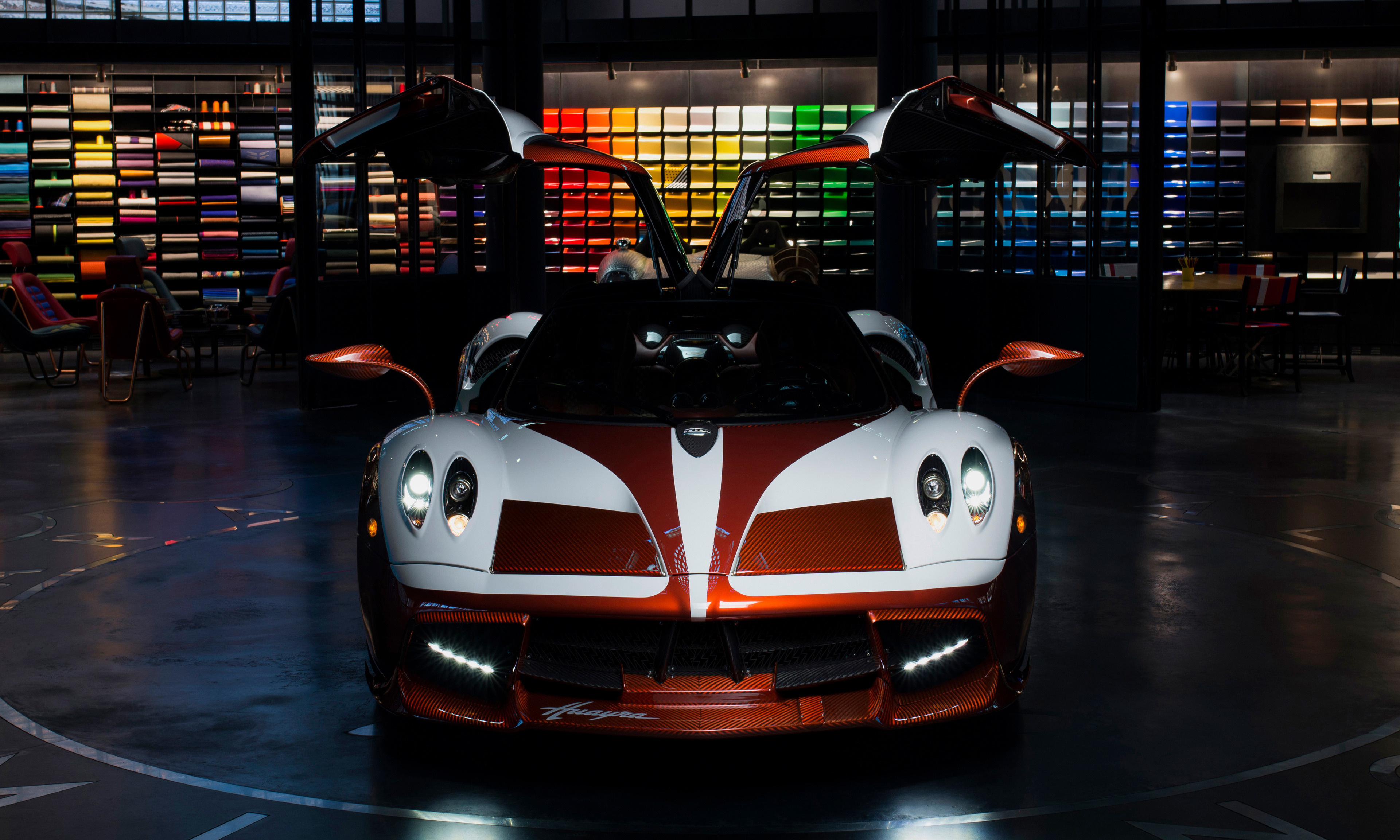 Pagani Huayra Lampo, Front View, Doors Open, Supercar, - Pagani Huayra Lampo - HD Wallpaper 