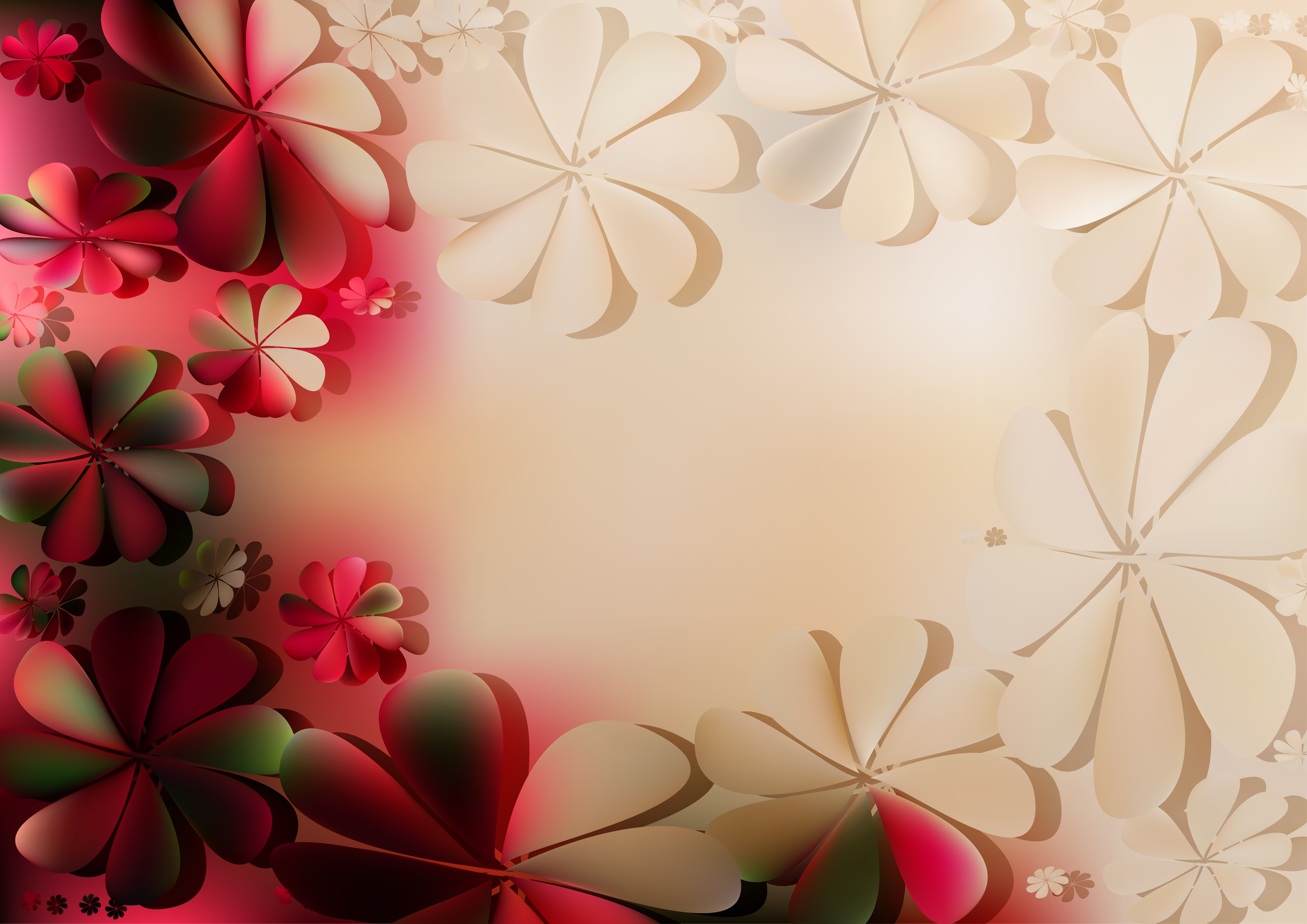 Red Brown And Green Floral Background - Beige Background For Photoshop - HD Wallpaper 