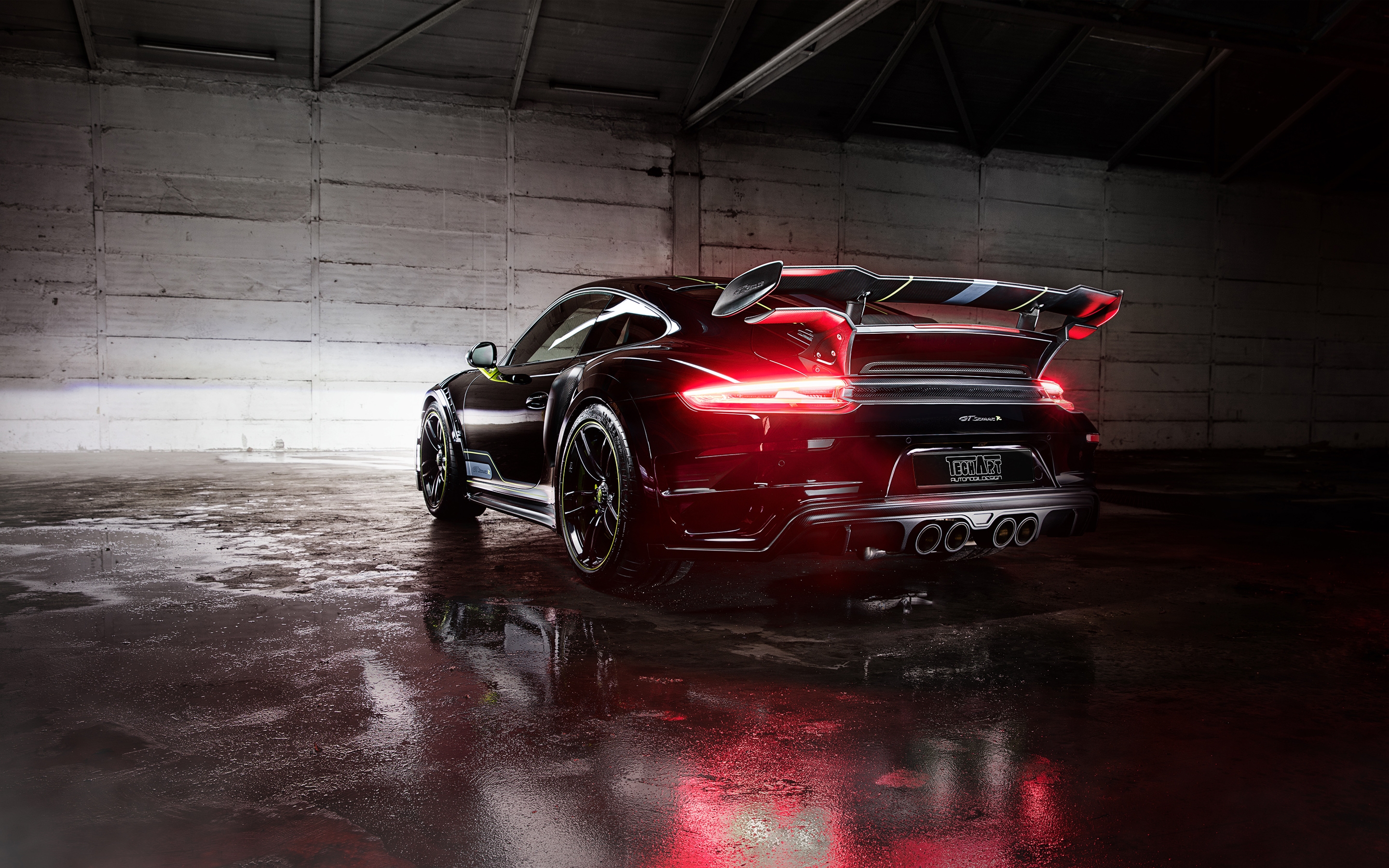 Porsche 911 Turbo Gt, Back View, Black, Supercar, Cars - Porsche 911 Turbo Wallpaper Hd - HD Wallpaper 