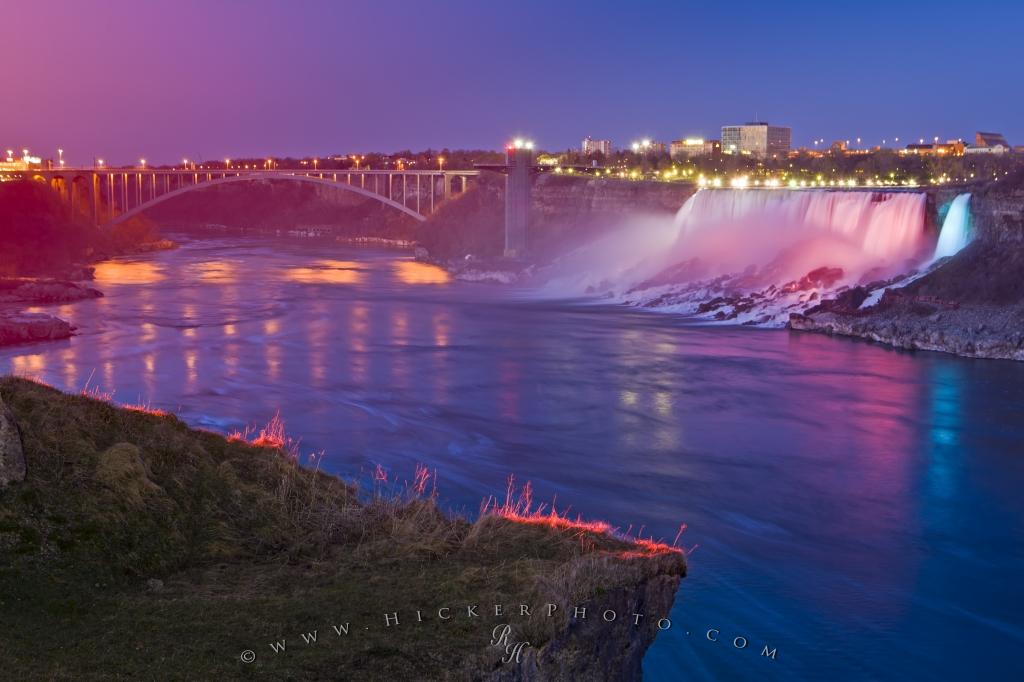 Photo American Falls Night Illumination Niagara River - Niagara Falls Night Scene - HD Wallpaper 