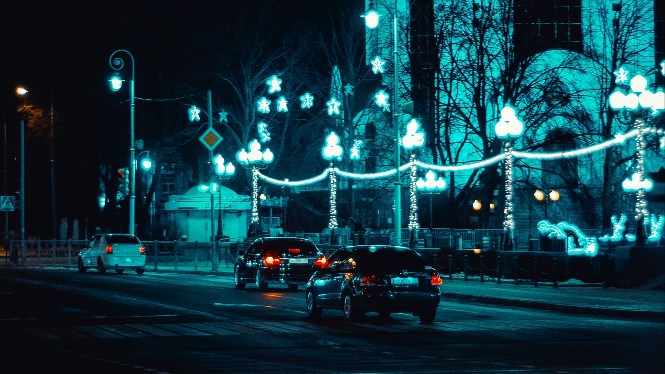 Wallpaper Cars, Night City, Traffic, Lighting, Street - Car In The Night City - HD Wallpaper 