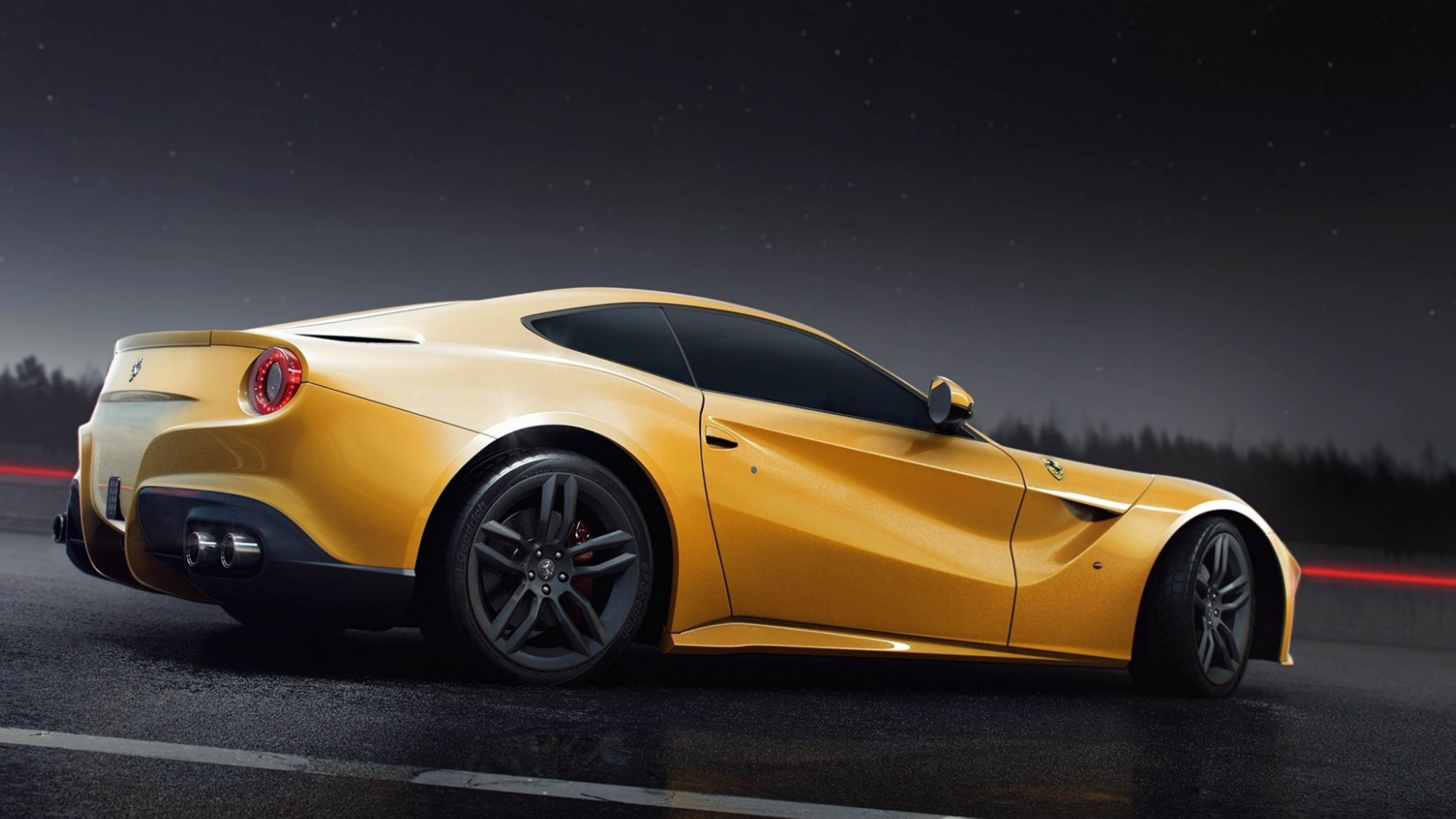 Yellow Car Ferrari F12 Berlinetta - HD Wallpaper 