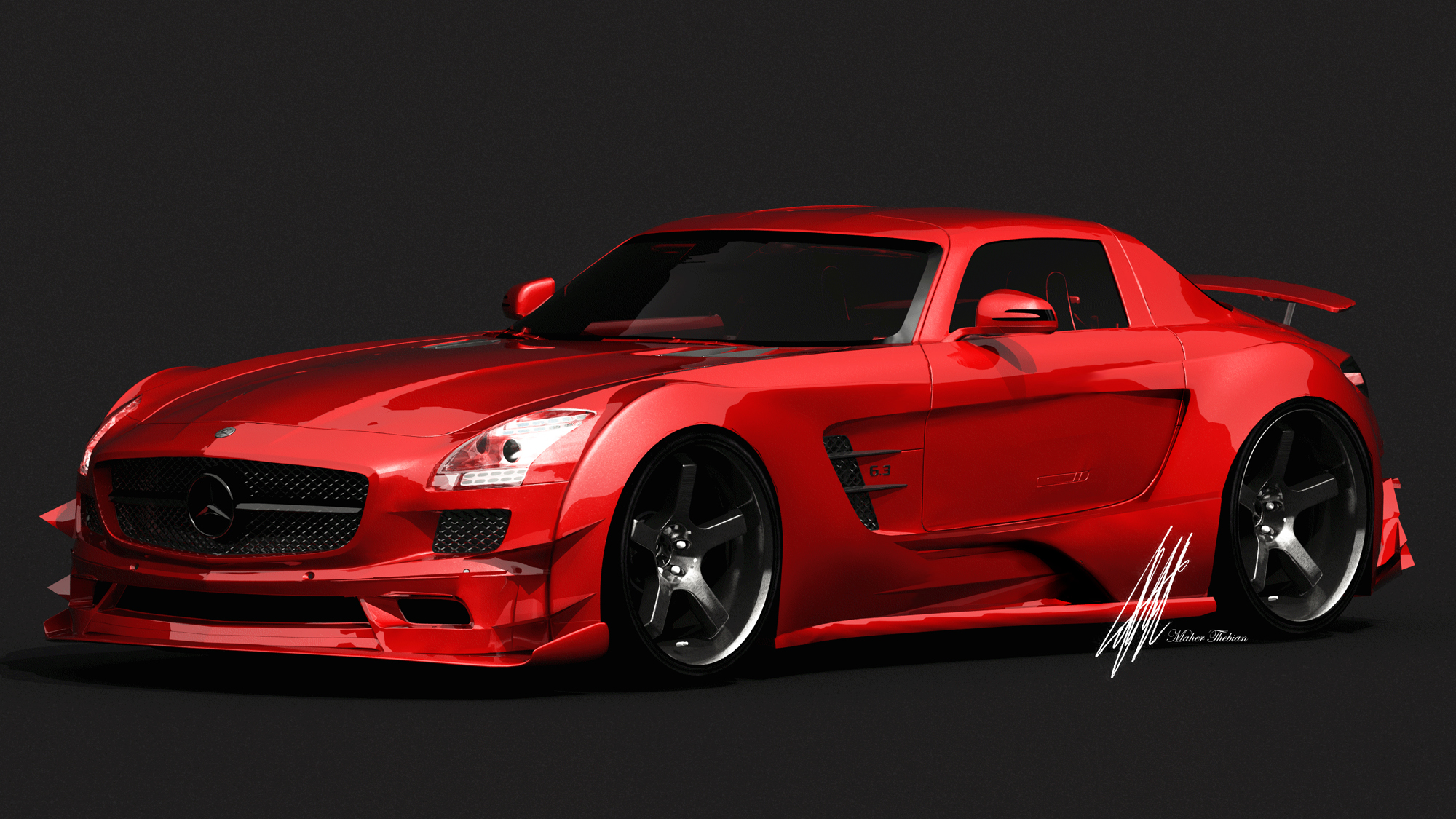 Red Mercedes Sport Car - HD Wallpaper 