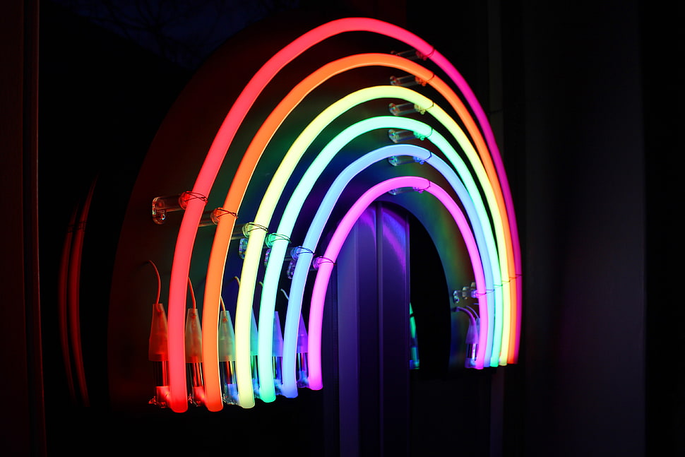Led Lights Hd Wallpaper - Neon Rainbow - HD Wallpaper 