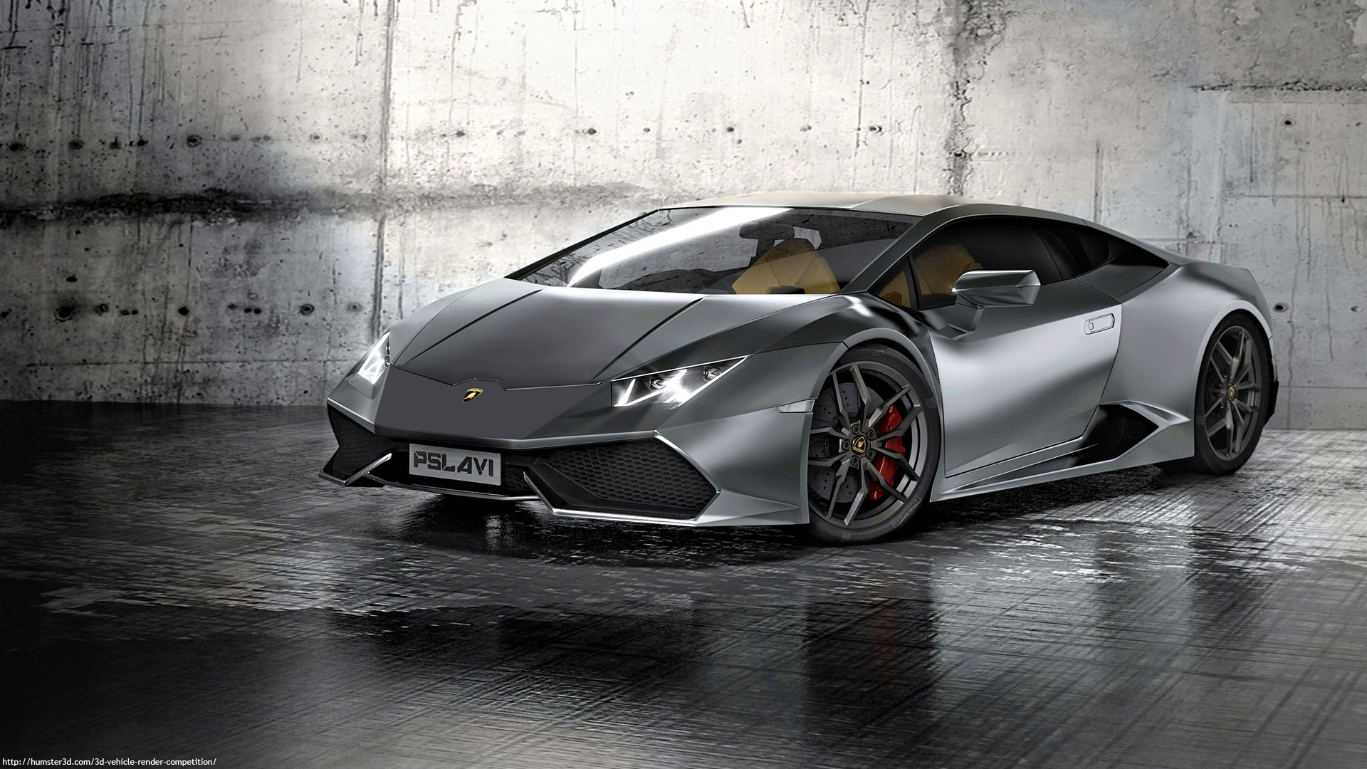 Lamborghini Huracan 3d Art - Lamborghini Huracan Gray And Black - HD Wallpaper 