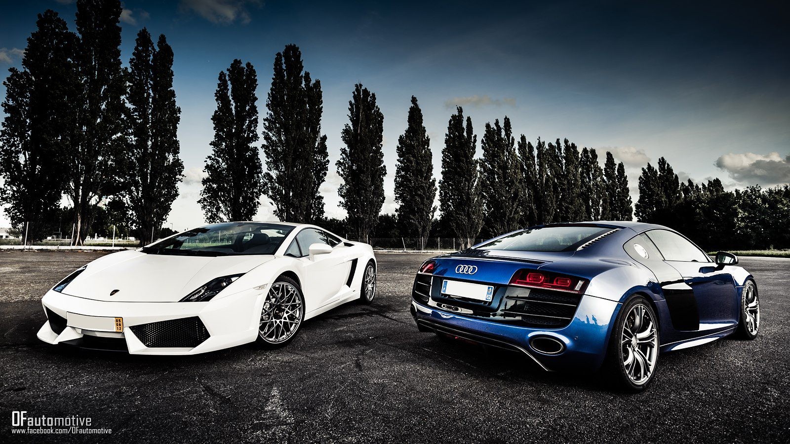 Audi R8 And Lamborghini Aventador - HD Wallpaper 