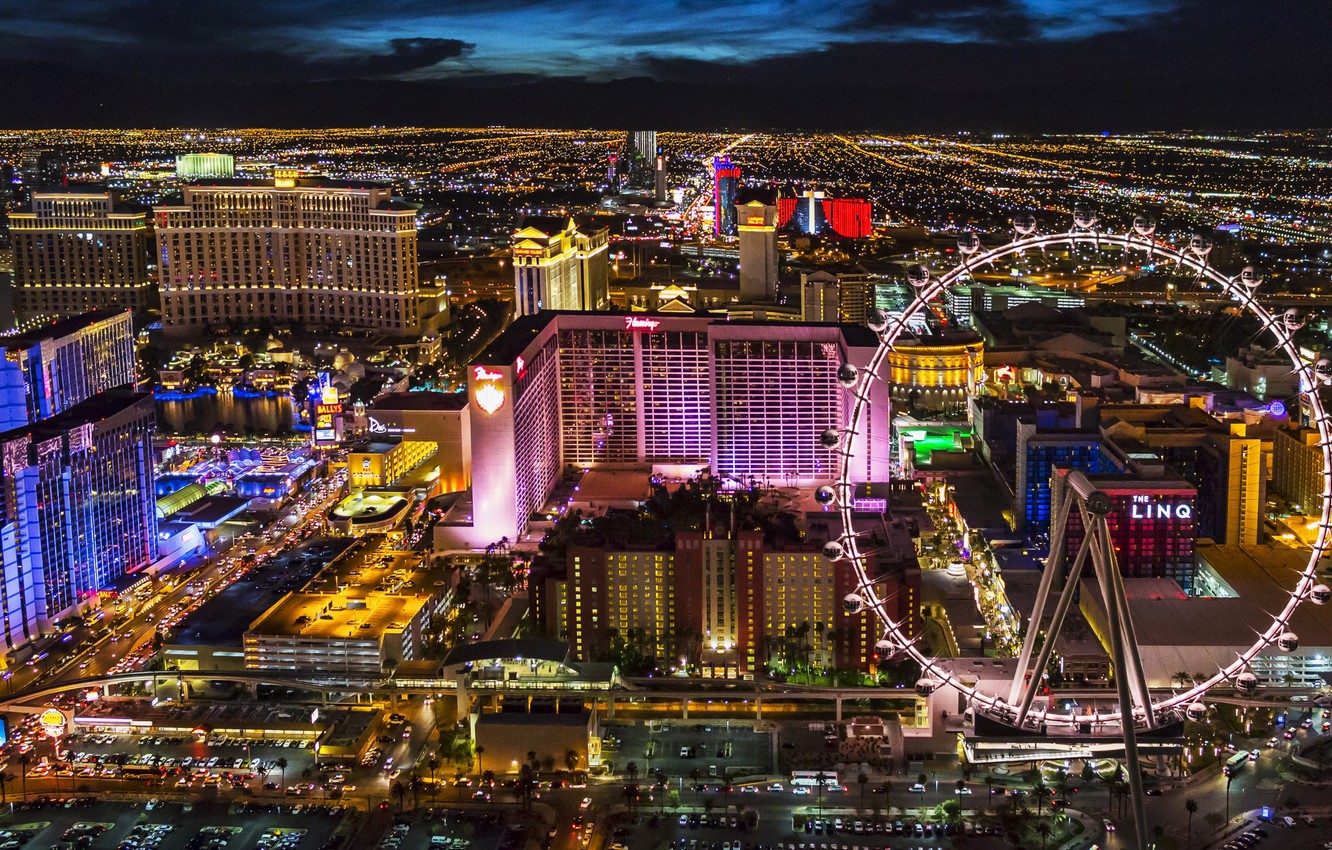 Photo Wallpaper Night, Sin City, Las Vegas - Las Vegas At Night - HD Wallpaper 