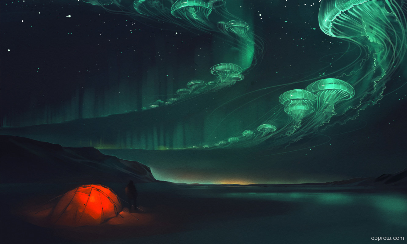 Aurora Borealis Concept Art - HD Wallpaper 