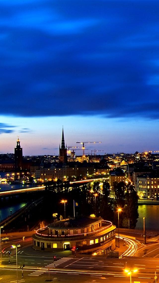 Hd City Lights Iphone 5 Wallpapers - Slussen - HD Wallpaper 