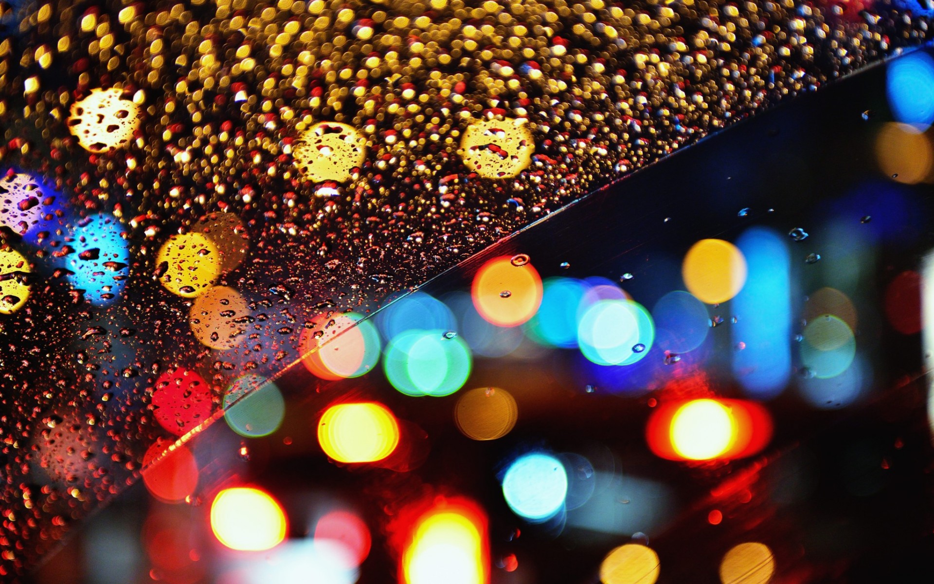 Night Raindrops On Window - HD Wallpaper 