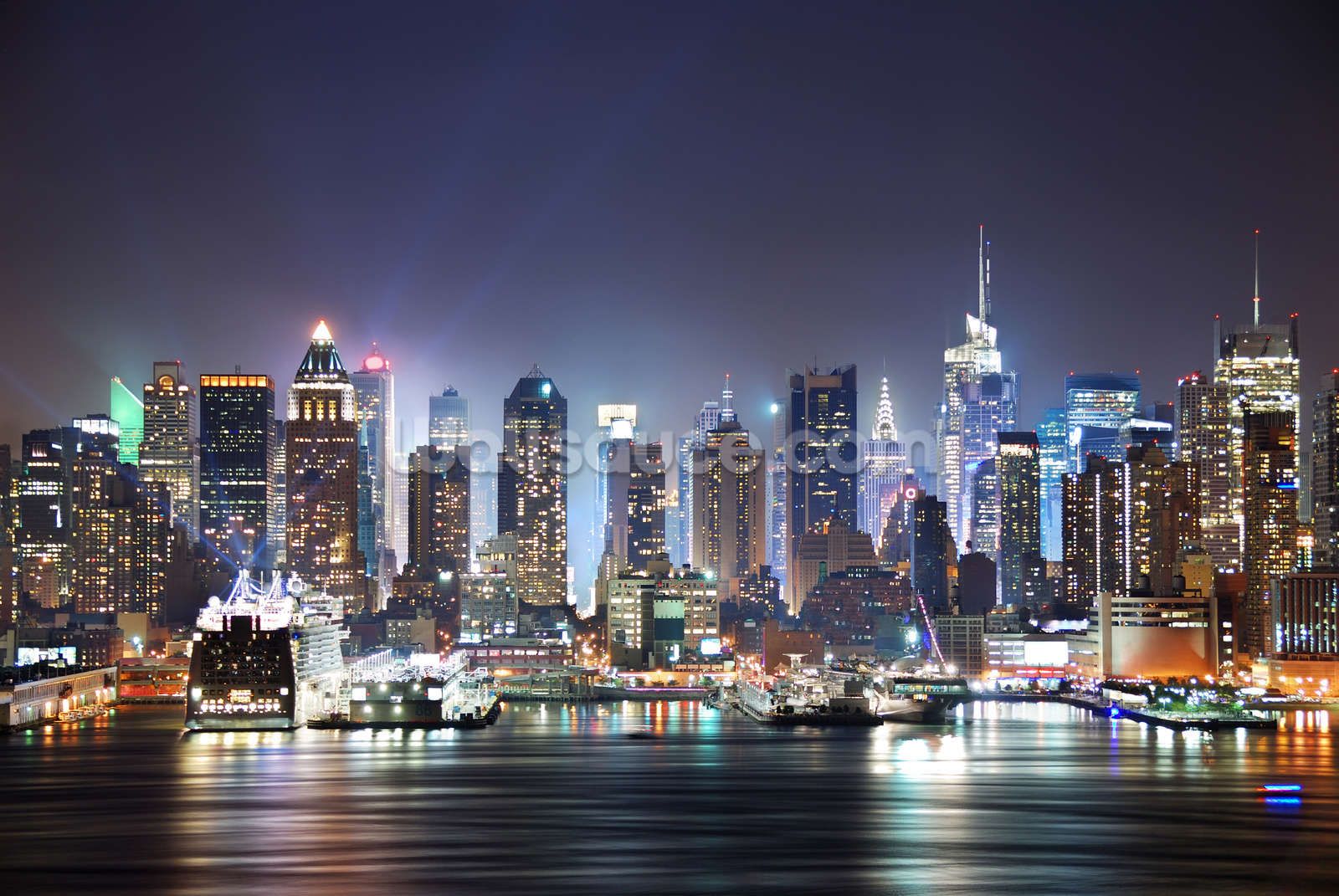 New York Manhattan Skyline At Night - HD Wallpaper 