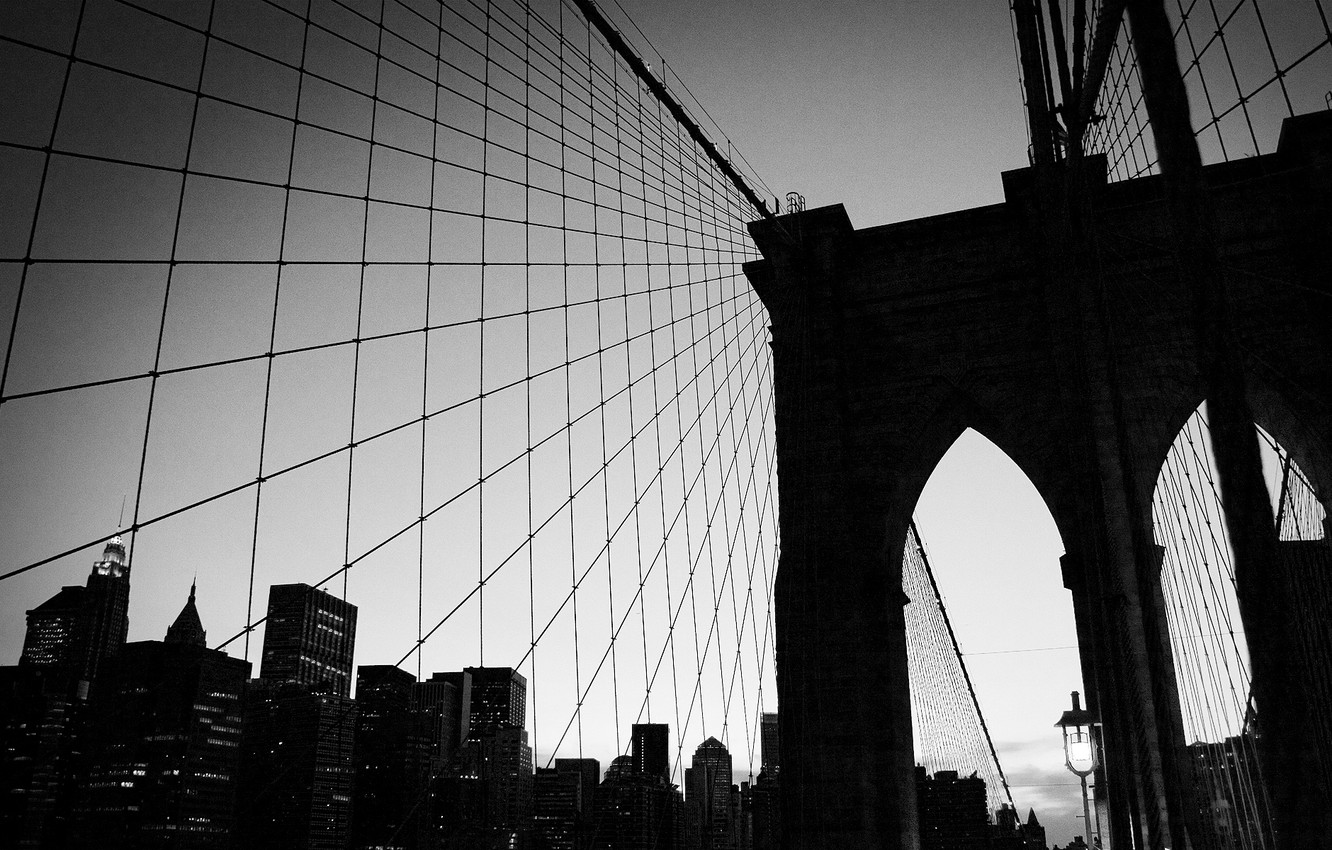 Photo Wallpaper Bridge, Mesh, Black And White, Arch, - Brooklyn Bridge Backgrounds For Mac - HD Wallpaper 