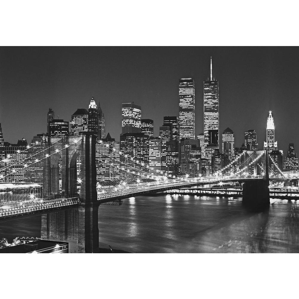 Brooklyn Bridge New York City Skyline B&W HD Vinyl Poster Wall Art Decal Sticker