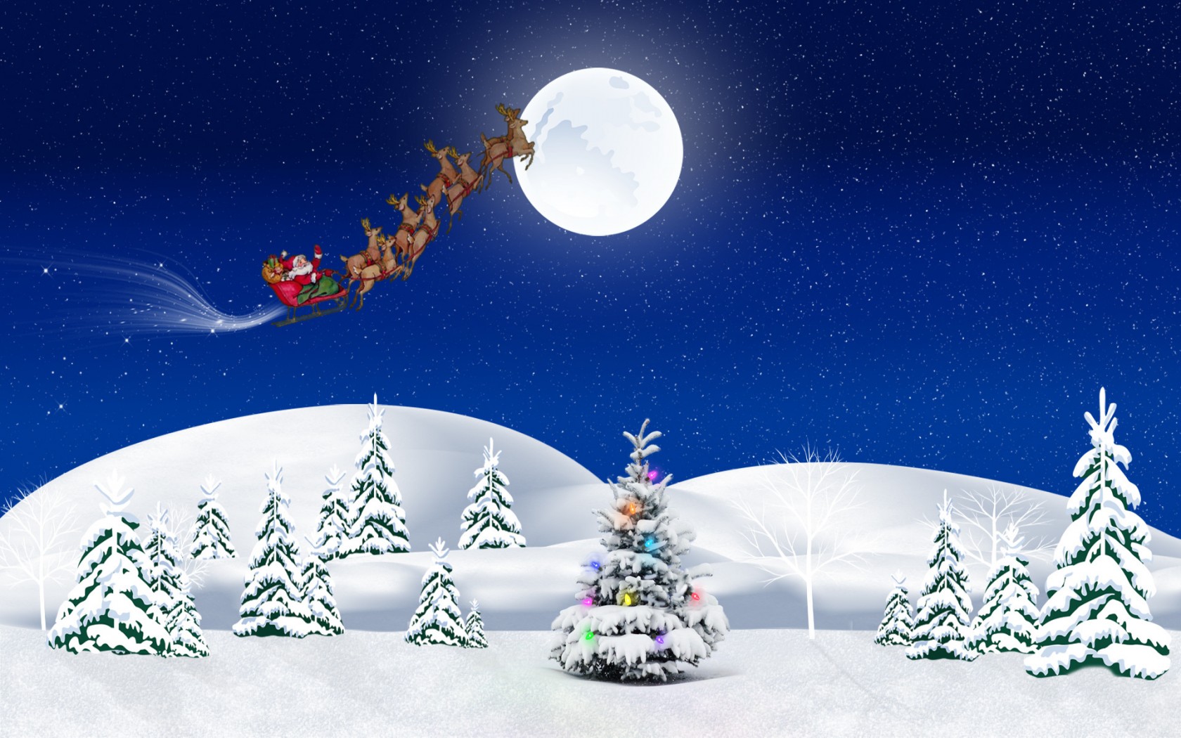 Facebook Cover Santa And Christmas Tree - HD Wallpaper 