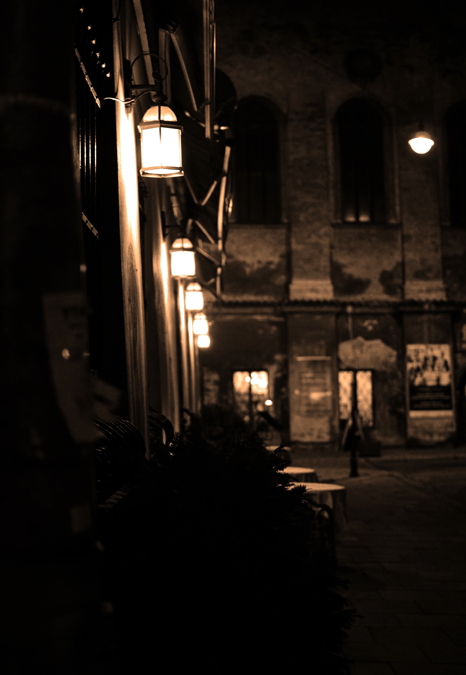 Black, And, White, Lights, Night, Street, Monochrome - Night Street - HD Wallpaper 