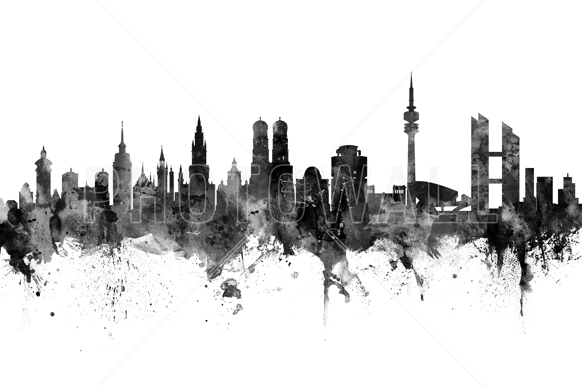 Munich Skyline, Black And White - Skyline Munich - HD Wallpaper 