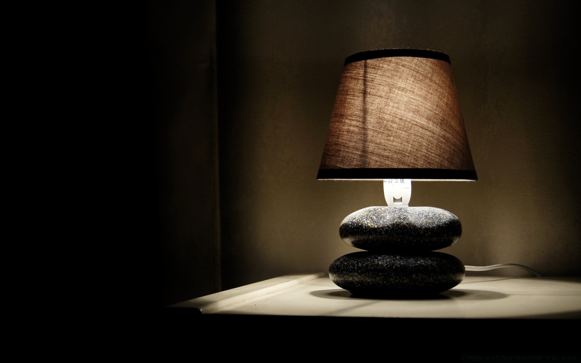 Black Lamp Dark Light Indoors Wood Candle Table Still - Desktop