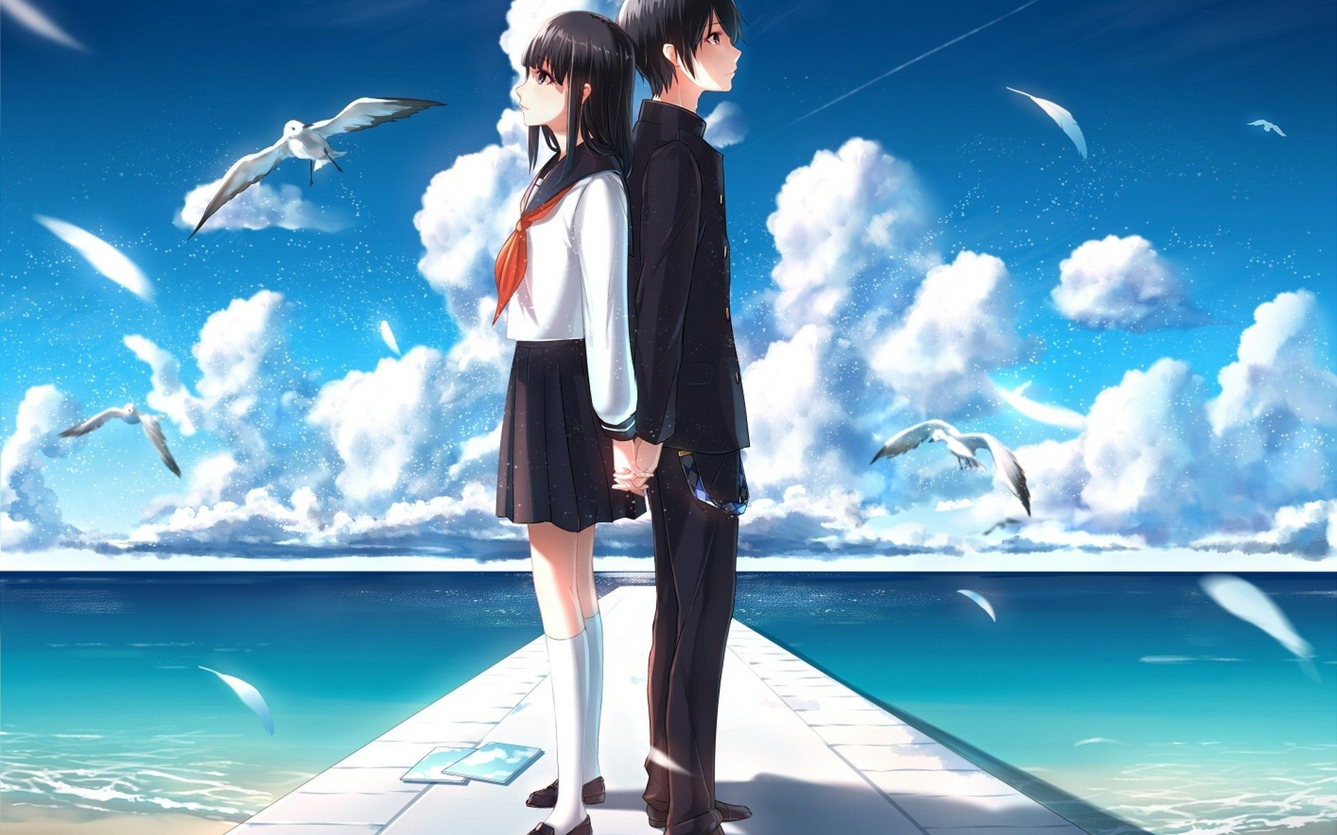 Anime Boy And Girl Wallpaper Hd - Anime Wallpaper Hd Romance - HD Wallpaper 