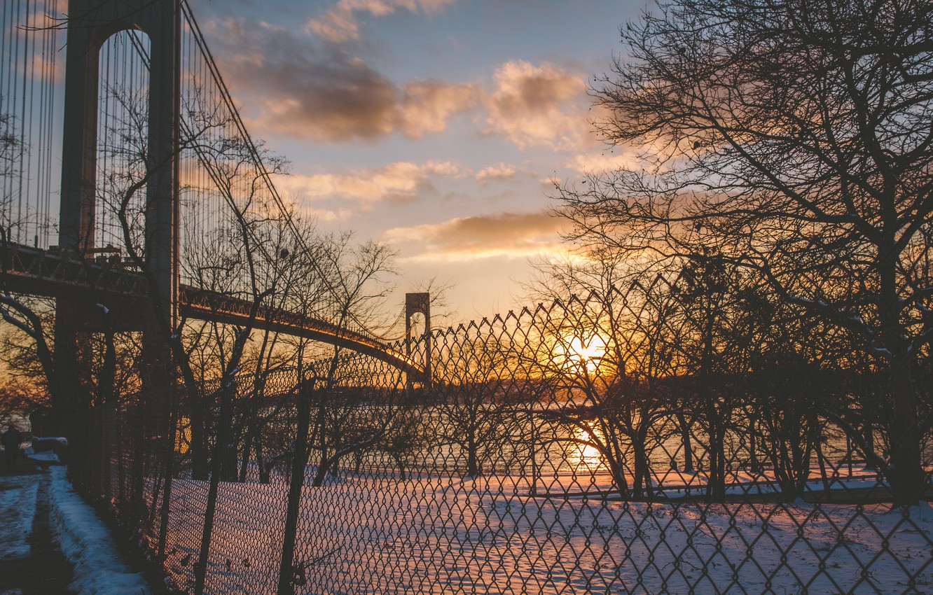 Photo Wallpaper Winter, The Sun, Clouds, Snow, Sunset, - New York Bronx - HD Wallpaper 