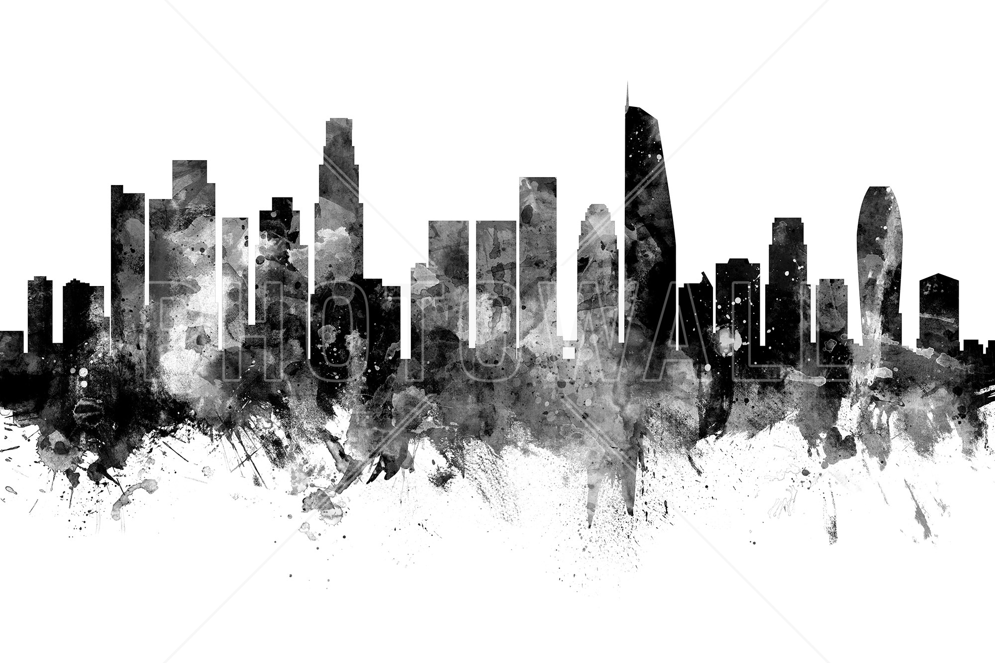 Los Angeles California Skyline, Black And White - Los Angeles Black And White - HD Wallpaper 