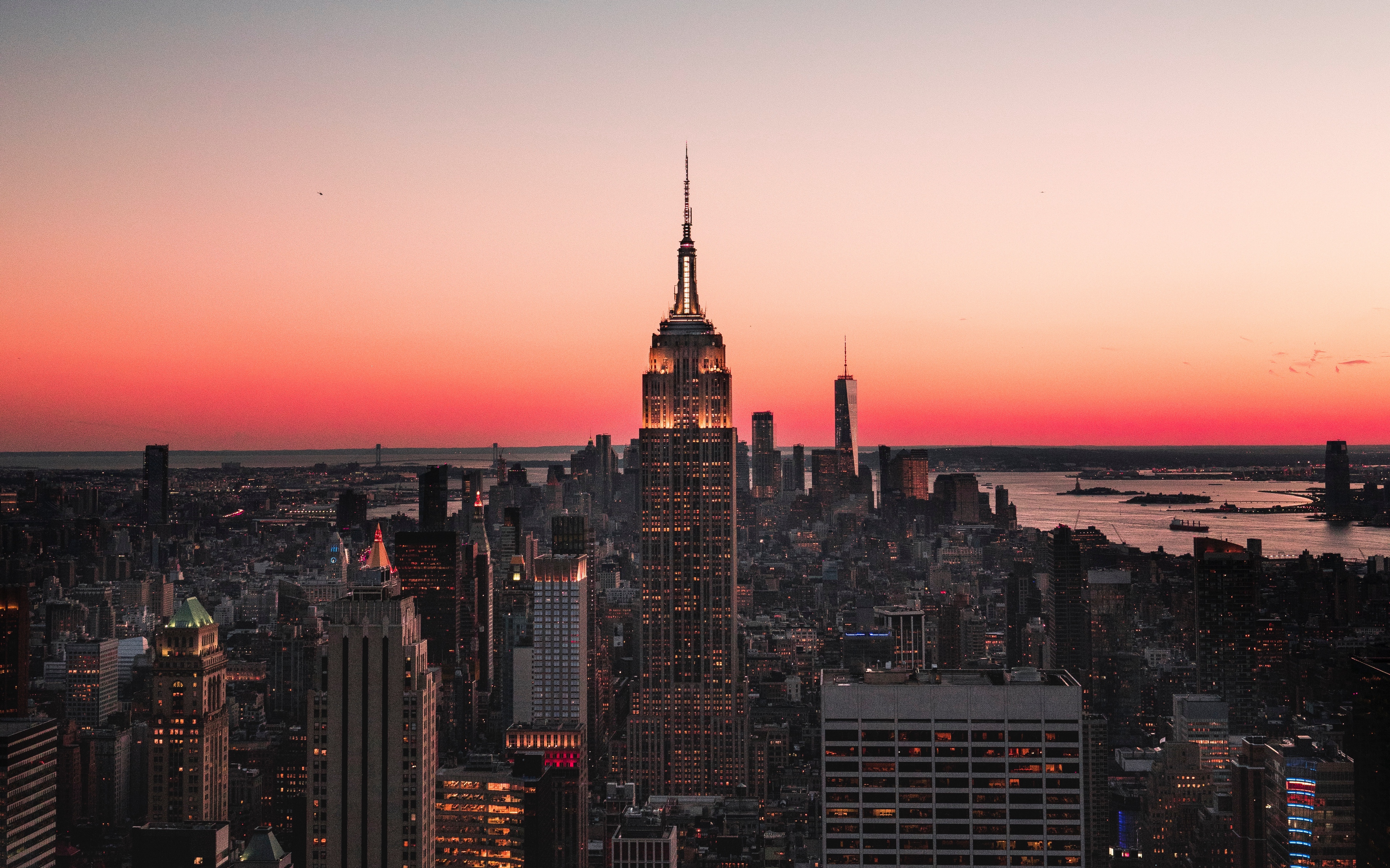 Wallpaper Night City, Skyscraper, Skyline, Night, New - New York City - HD Wallpaper 